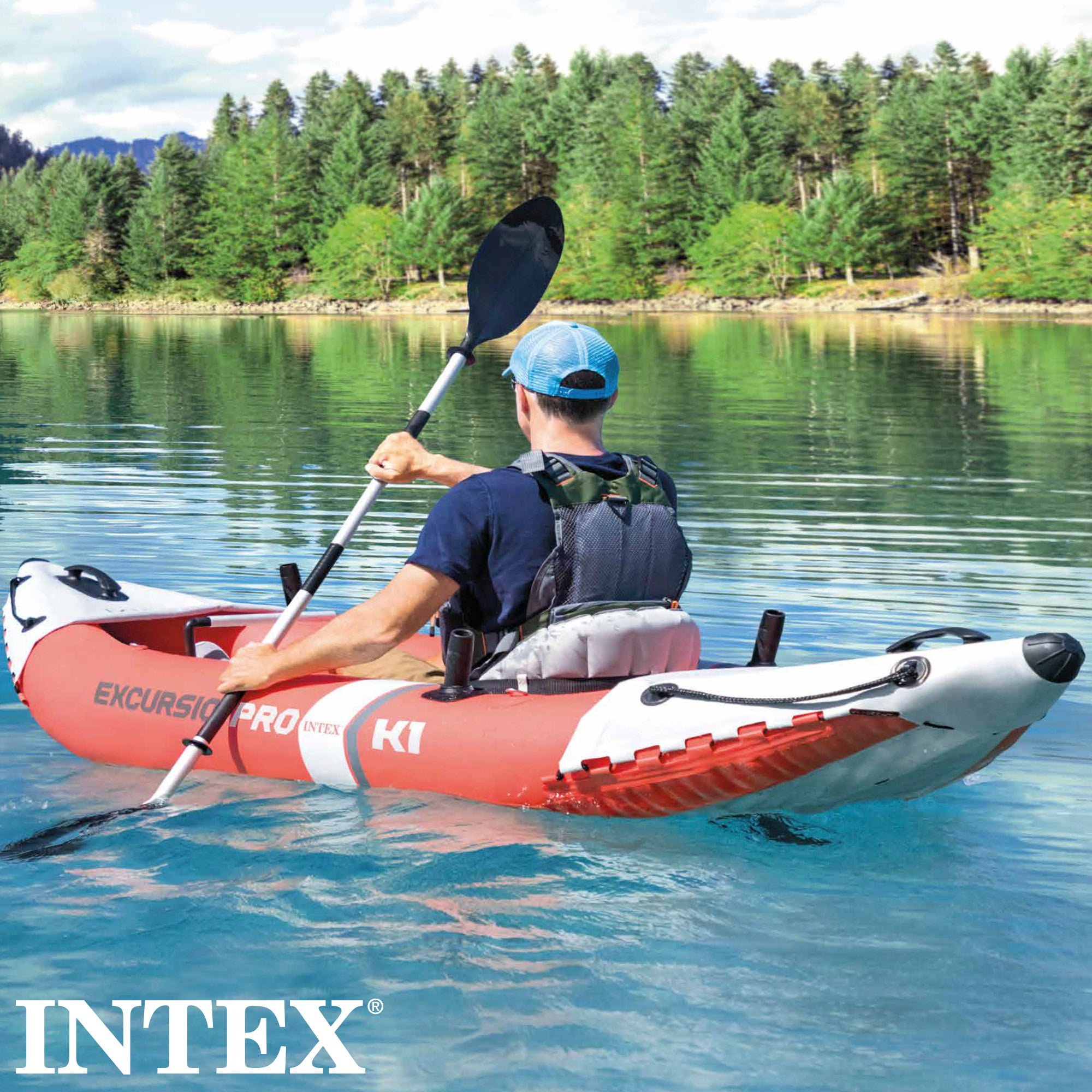 INTEX Kayak hinchable Excursion Pro K1 con soporte para móvil