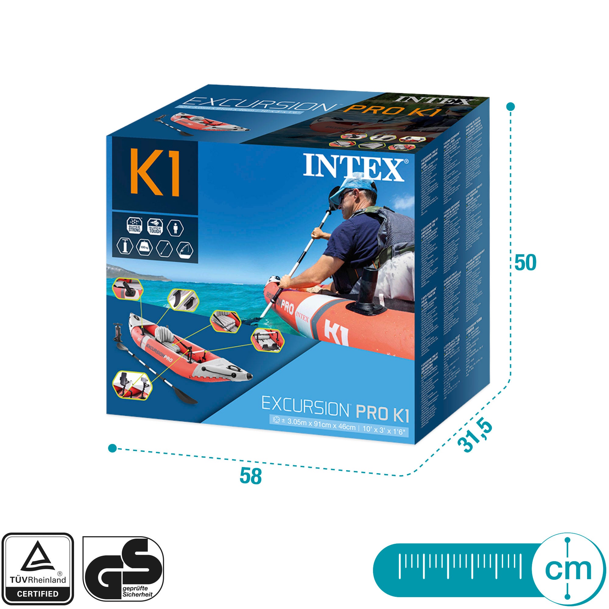 INTEX Kayak hinchable Excursion Pro K1 con soporte para móvil