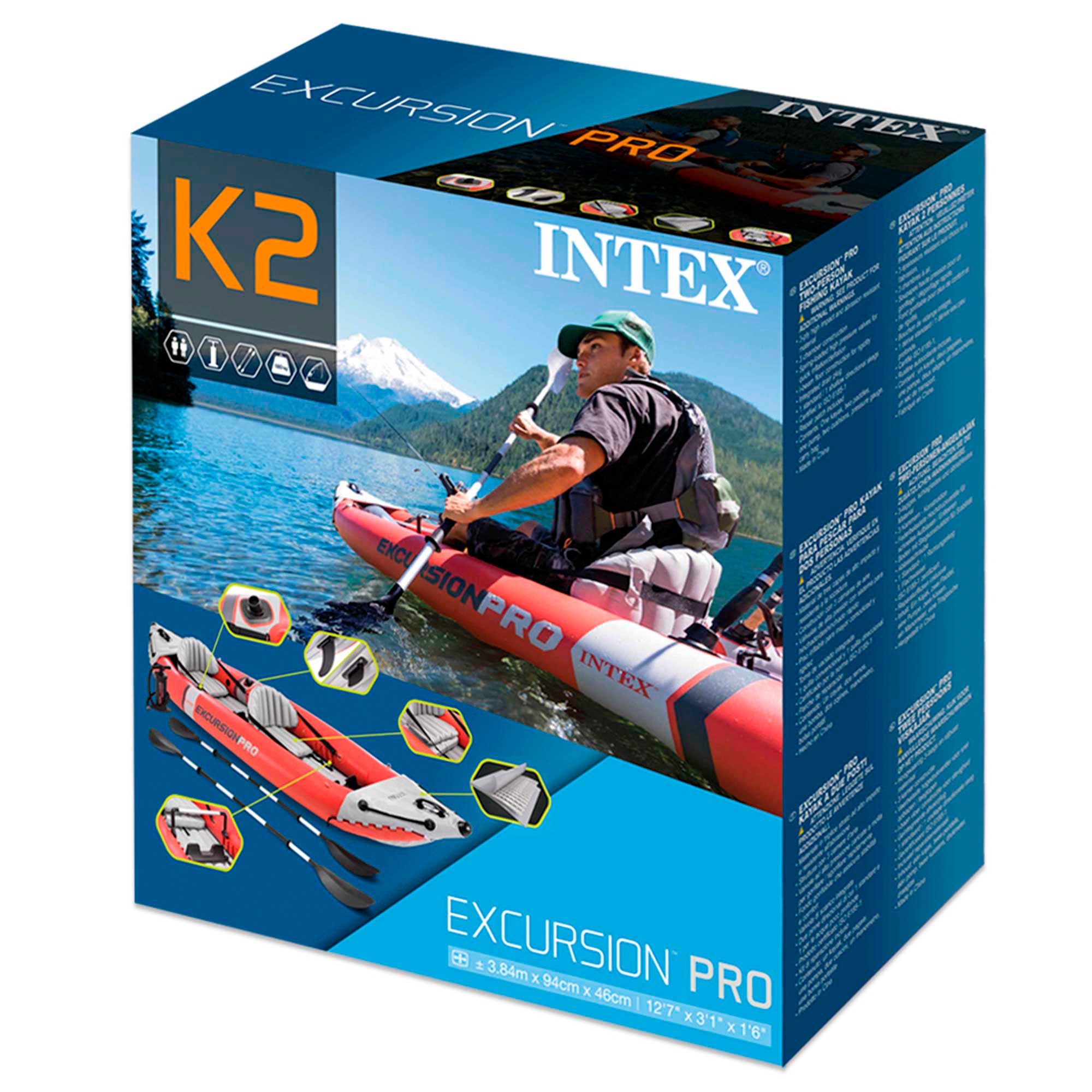 INTEX Kayak hinchable Excursion Pro K2 con soporte para móvil