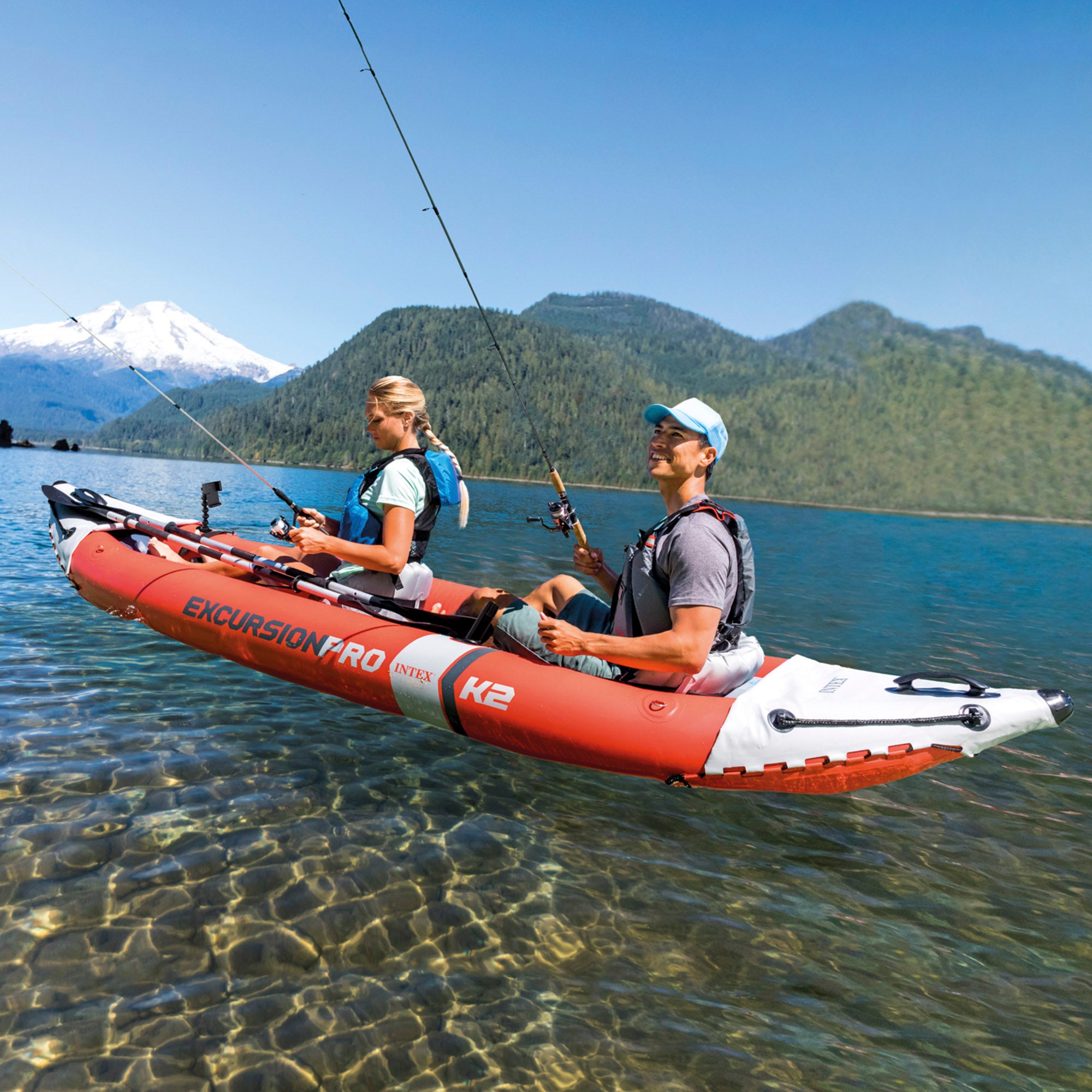 INTEX Kayak hinchable Excursion Pro K2 con soporte para móvil