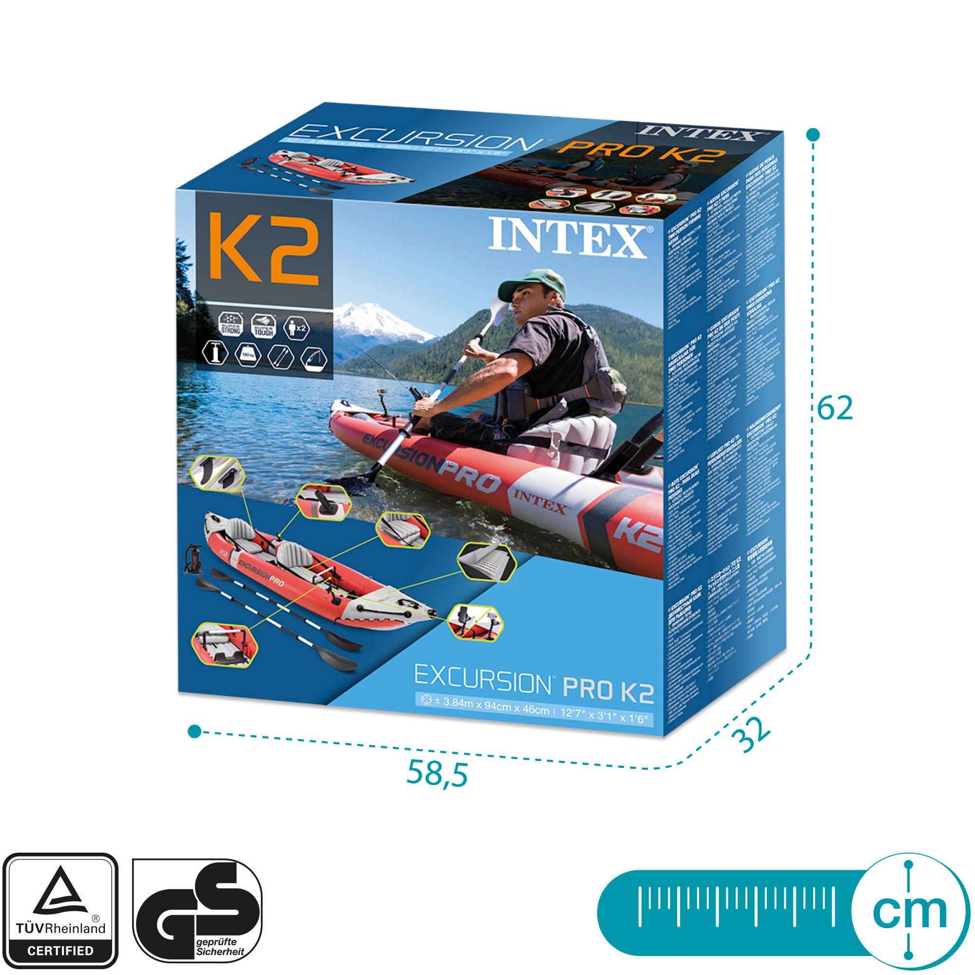 INTEX Kayak hinchable Excursion Pro K2 con soporte para móvil