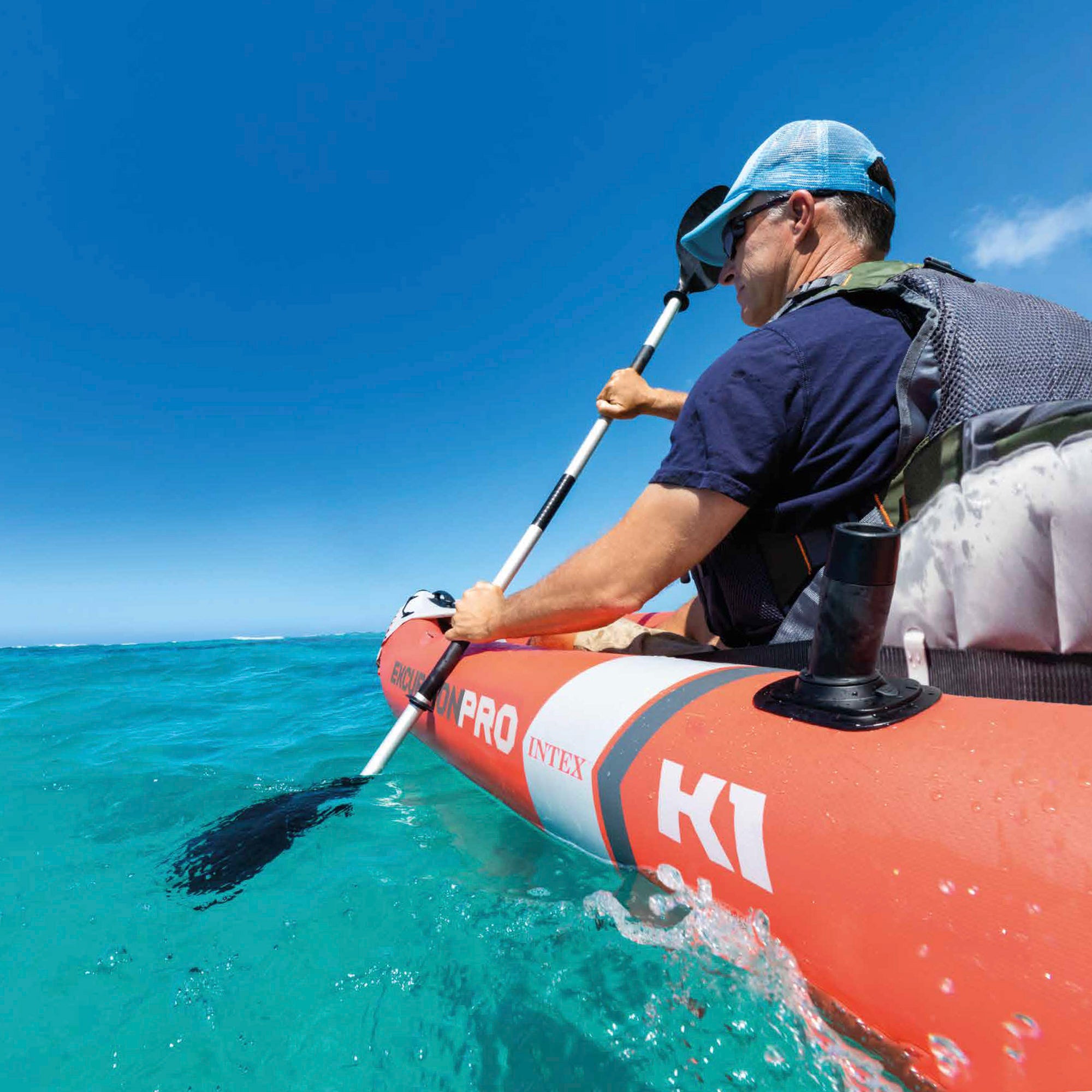 INTEX Kayak hinchable Excursion Pro K2 con soporte para móvil
