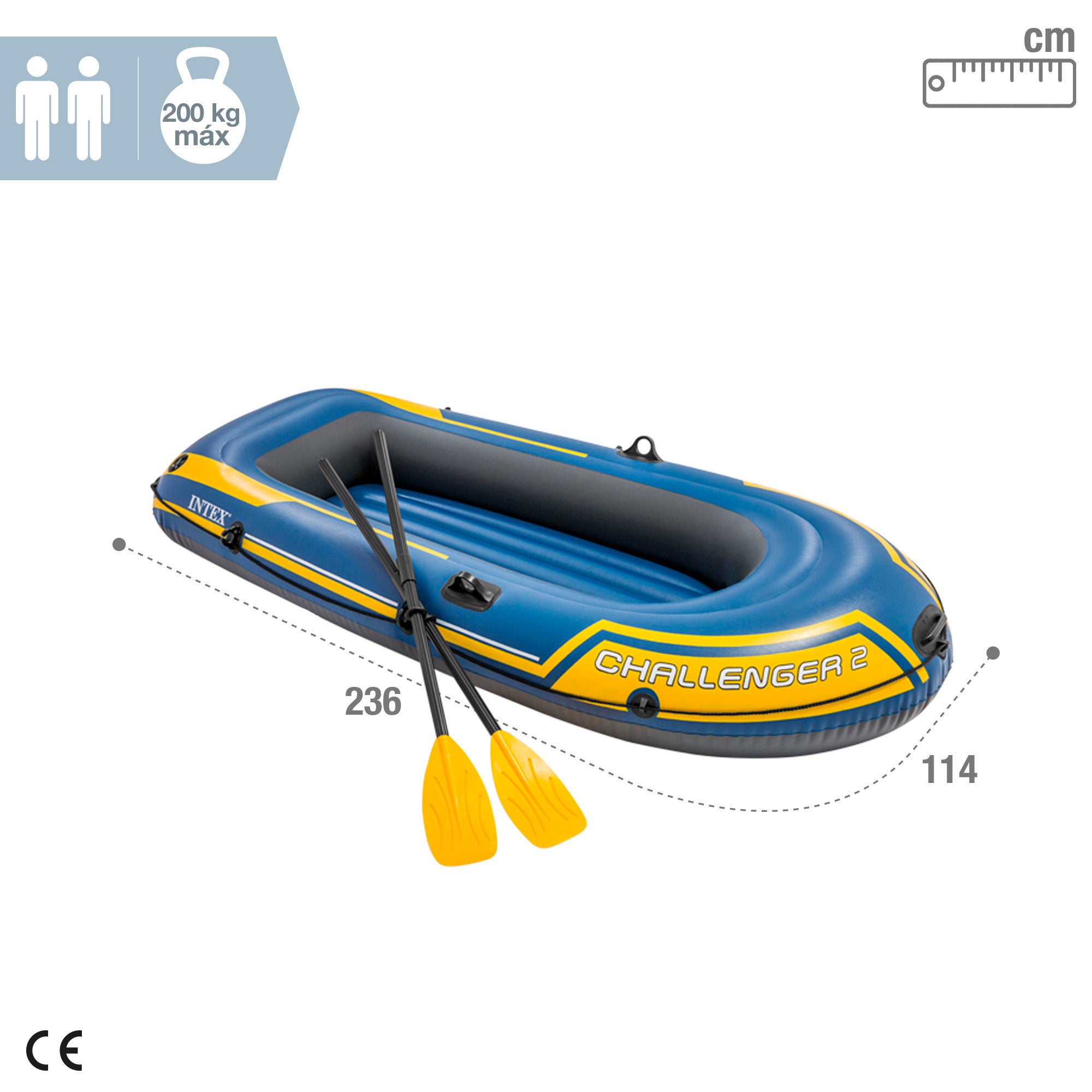 INTEX Barca hinchable challenger 2 & remos - 236 x 114 x 41 cm