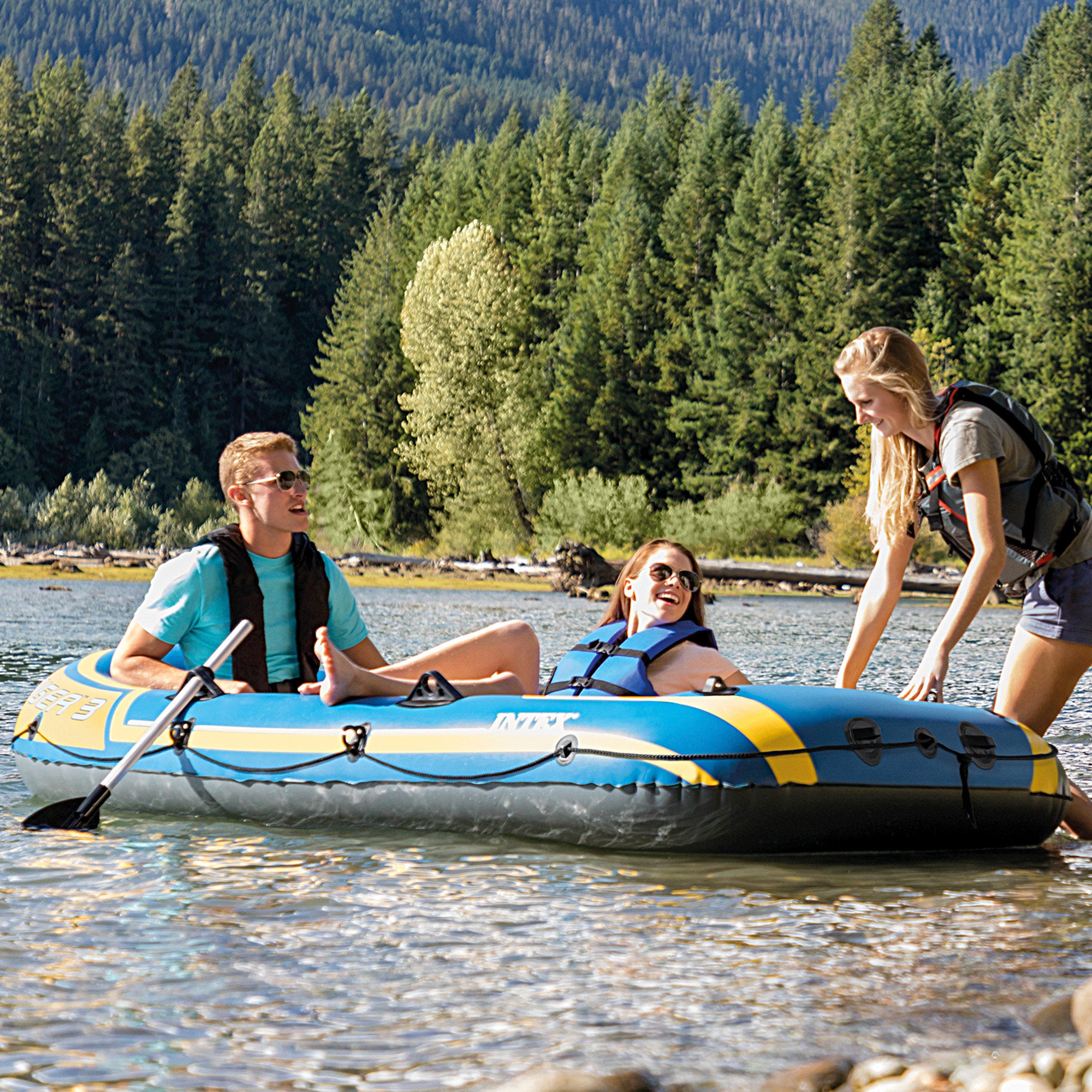 INTEX Barca hinchable challenger 3 con remos 295x137x43 cm