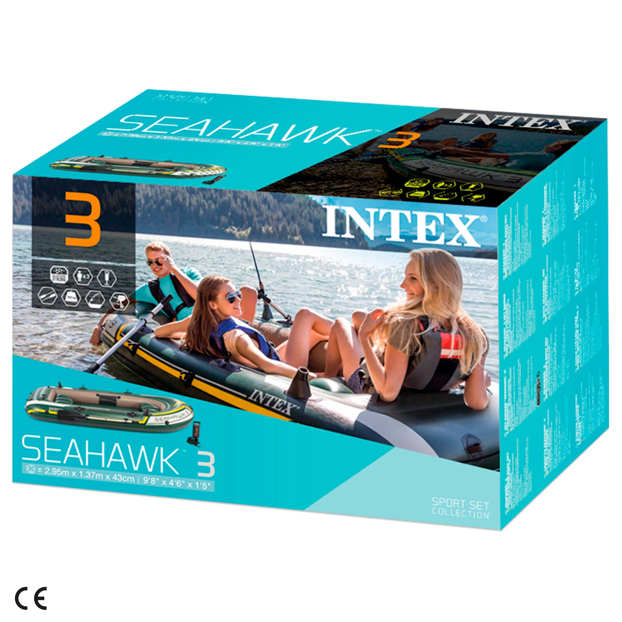 INTEX Barca hinchable seahawk 3 & remos aluminio - 295x137x43 cm