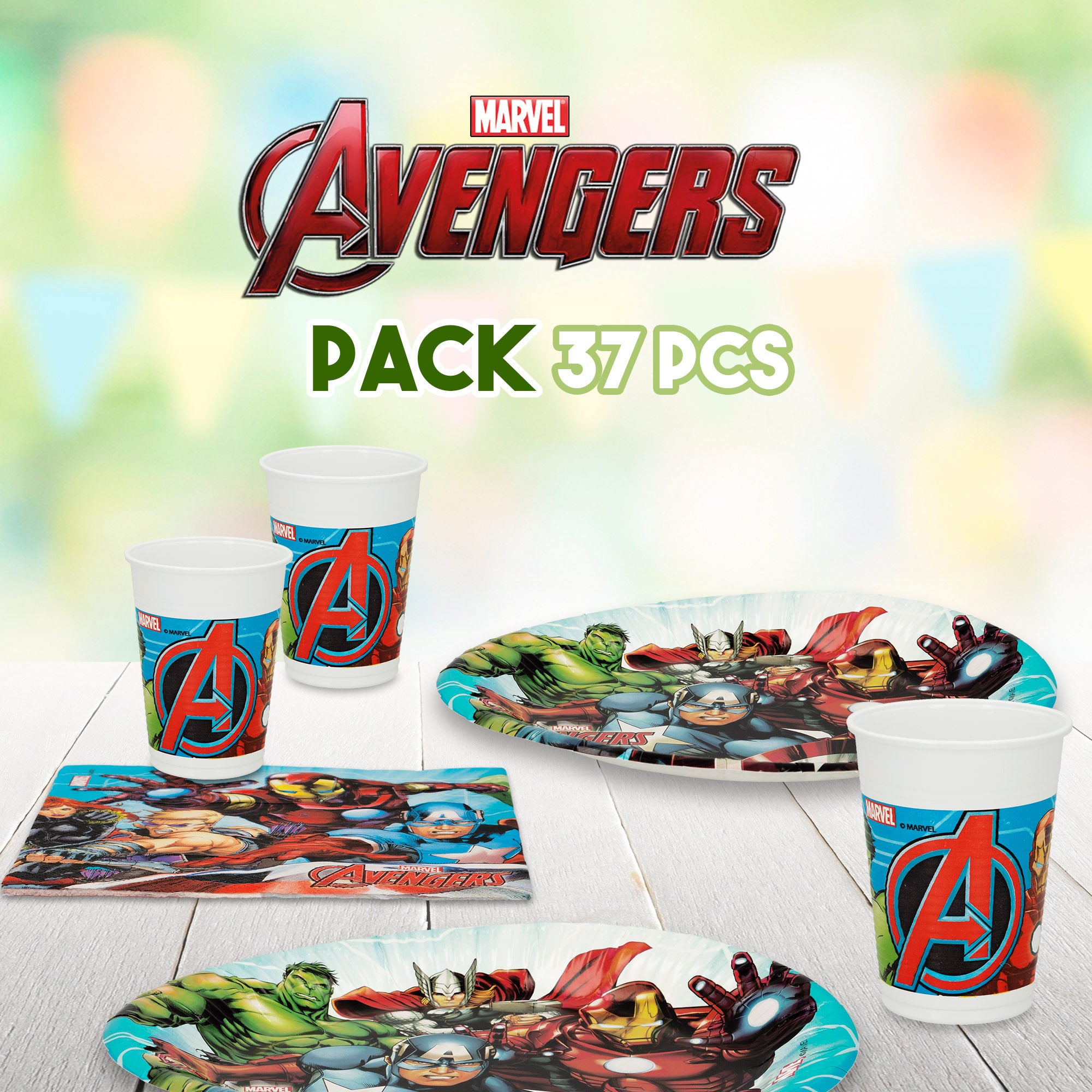 Avengers Vajilla infantil desechable 37 piezas