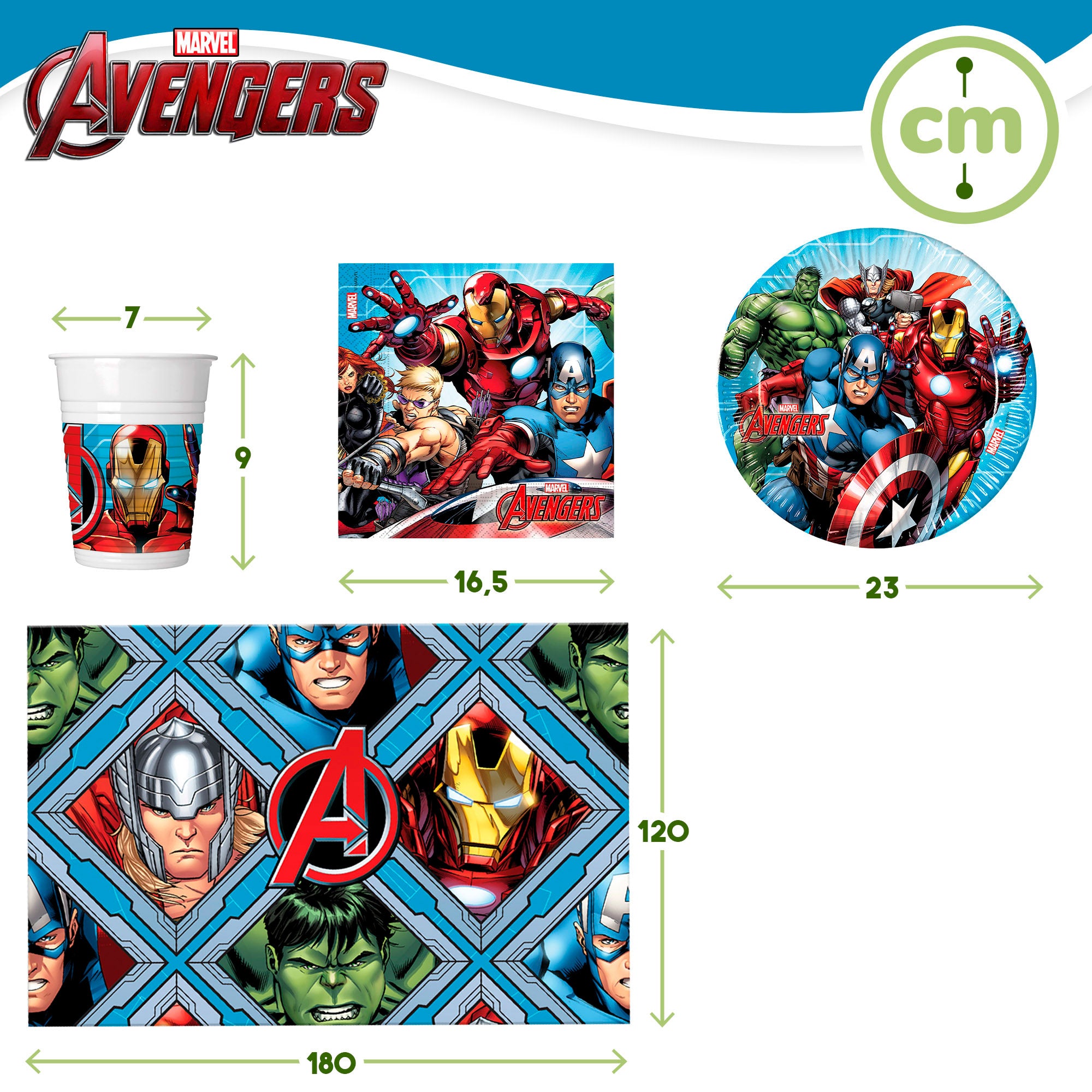 Avengers Vajilla infantil desechable 37 piezas