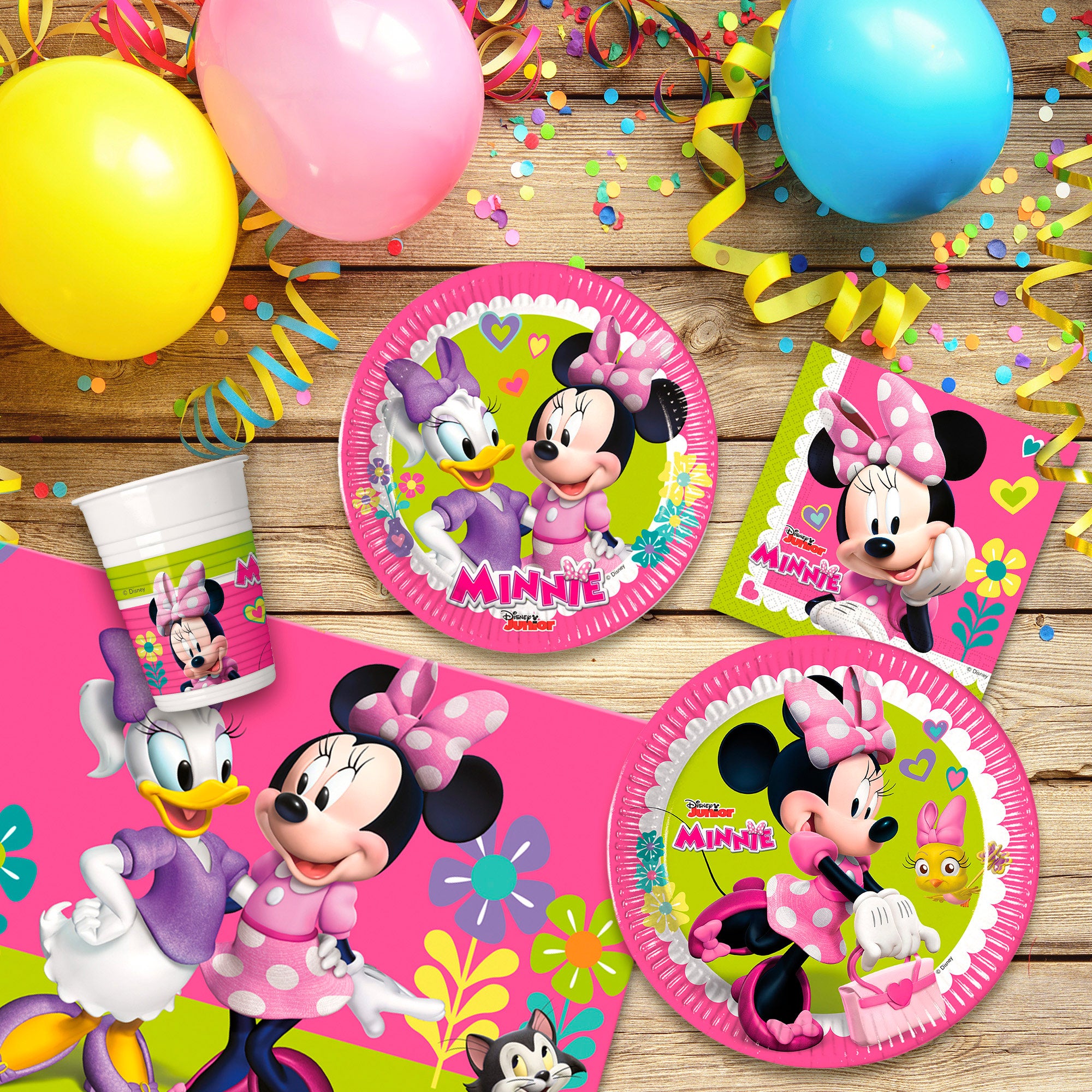 Minnie Set vajilla infantil y decoración desechable 66 piezas