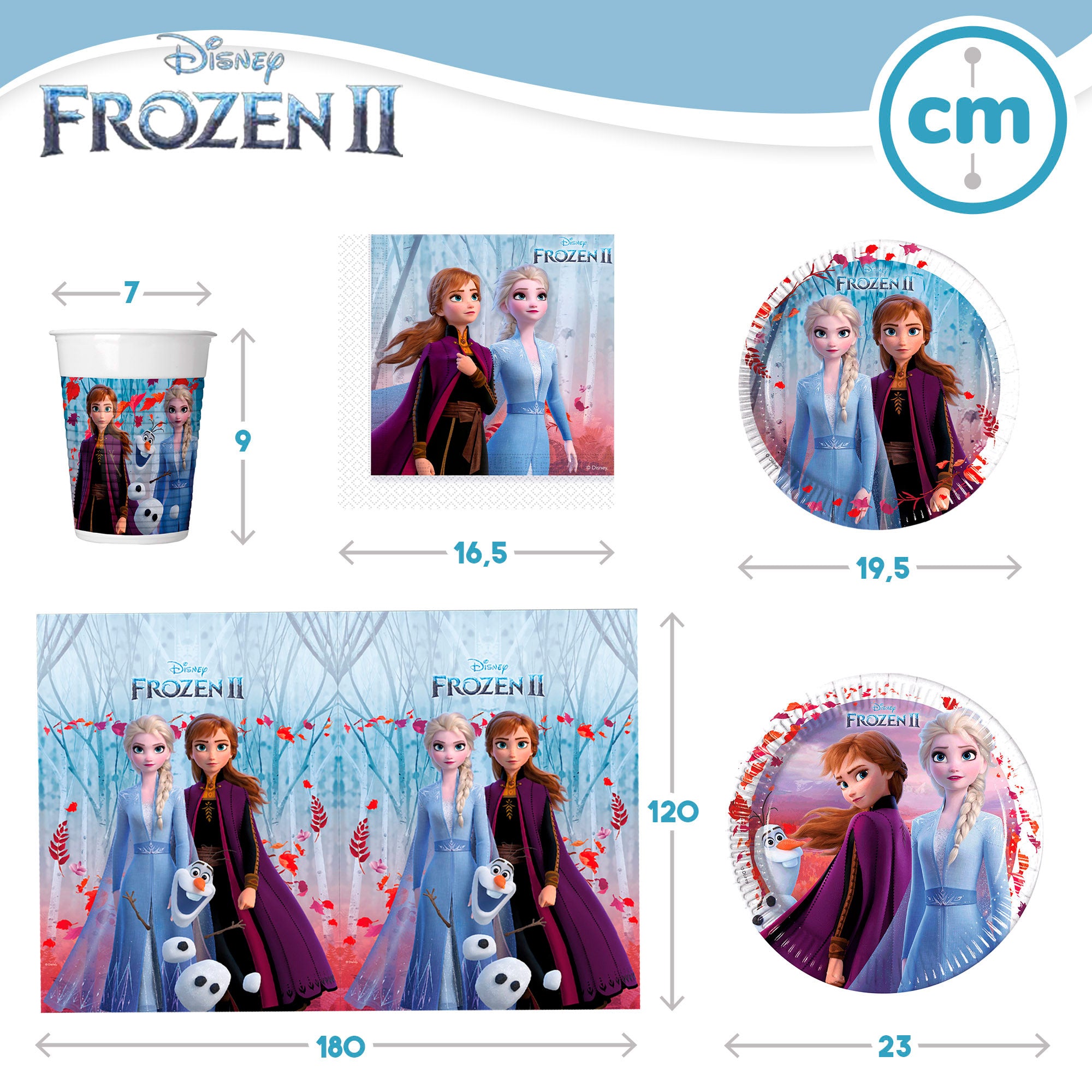Frozen Set Vajilla infantil y decoración desechable 66 piezas