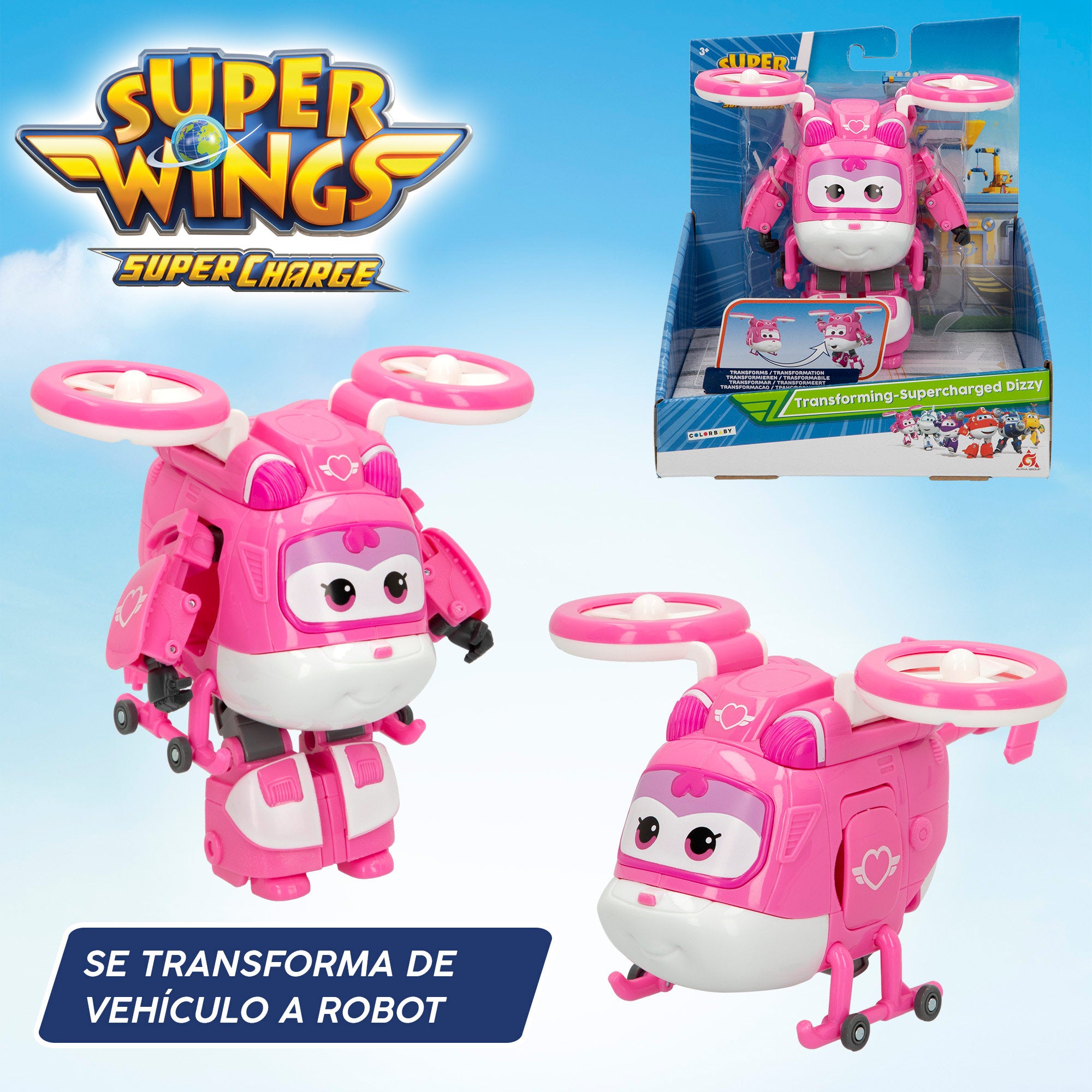Super Wings Dizzy Helicóptero transformable Super Charge