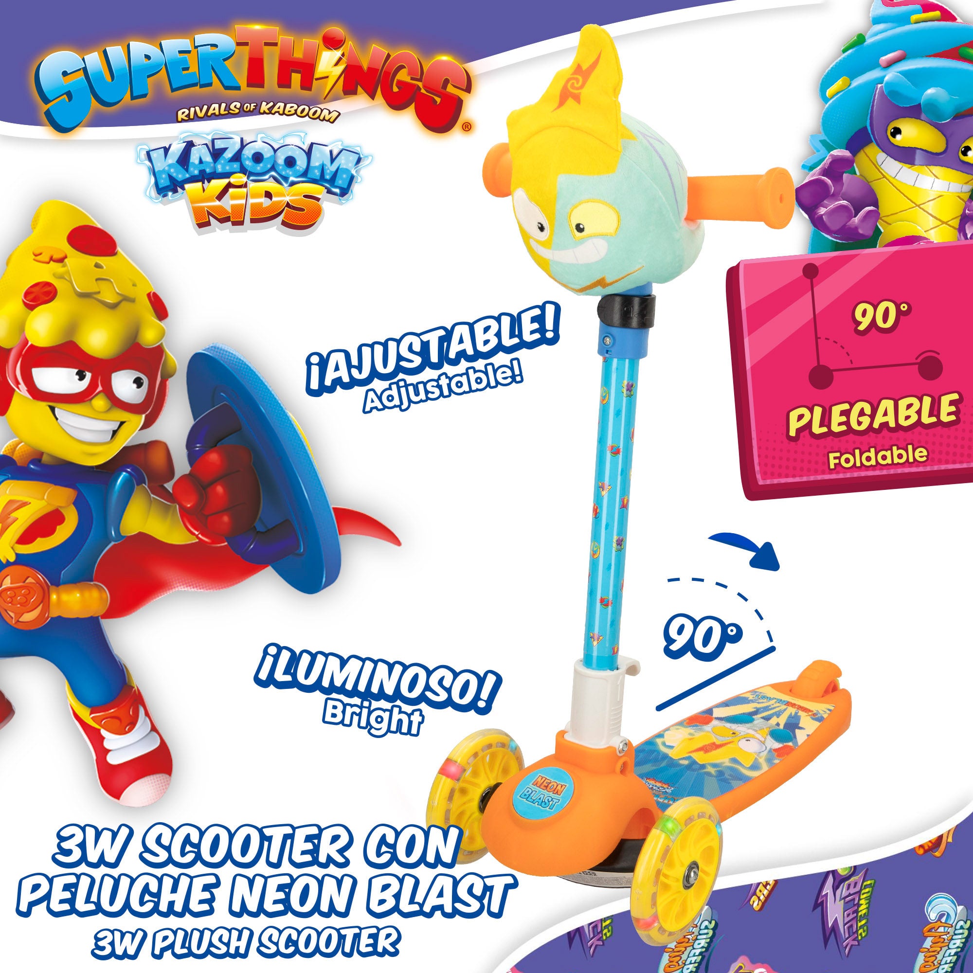 SuperThings Patinete 3 ruedas Neon Blast