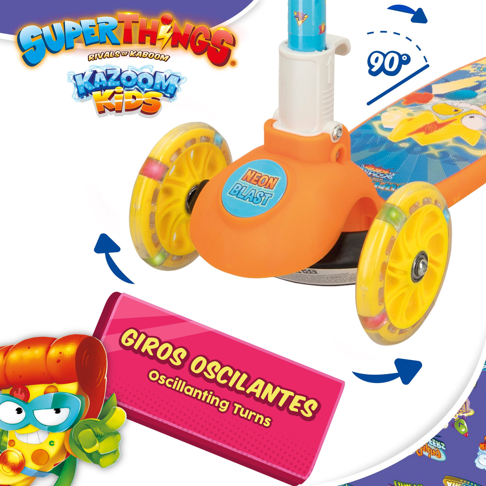 SuperThings Patinete 3 ruedas Neon Blast
