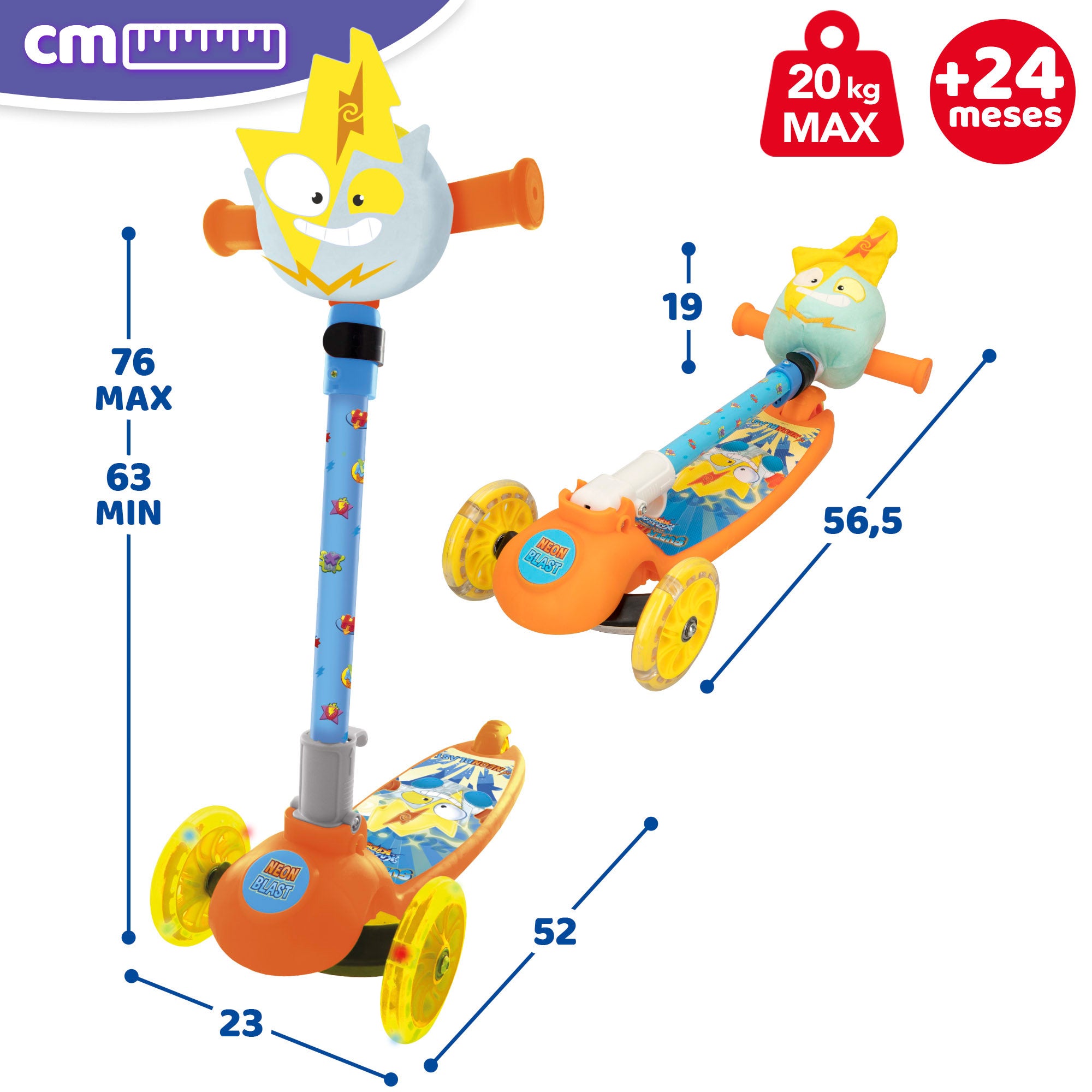 SuperThings Patinete 3 ruedas Neon Blast