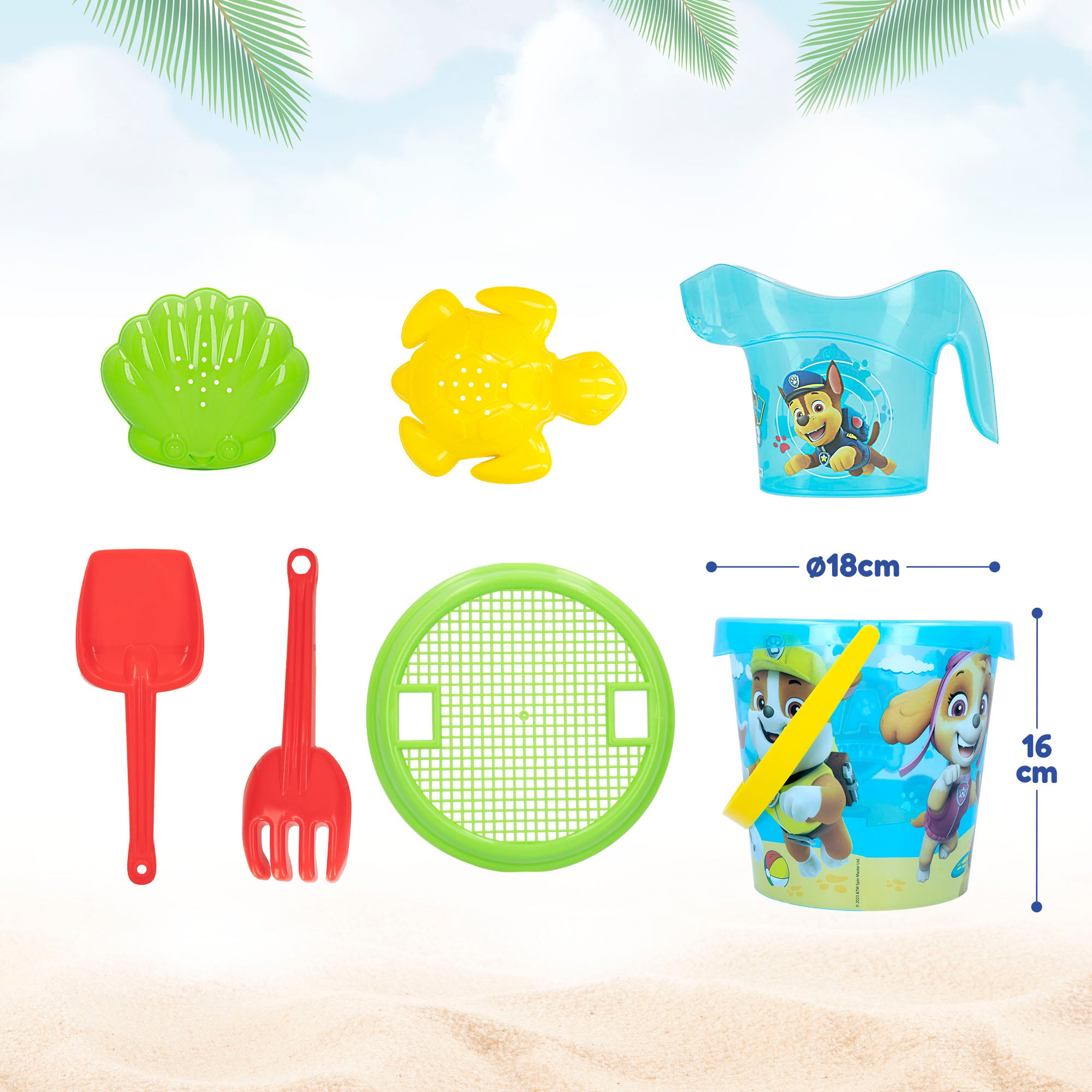 La Patrulla Canina Set cubo de playa con accesorios y mochila transporte