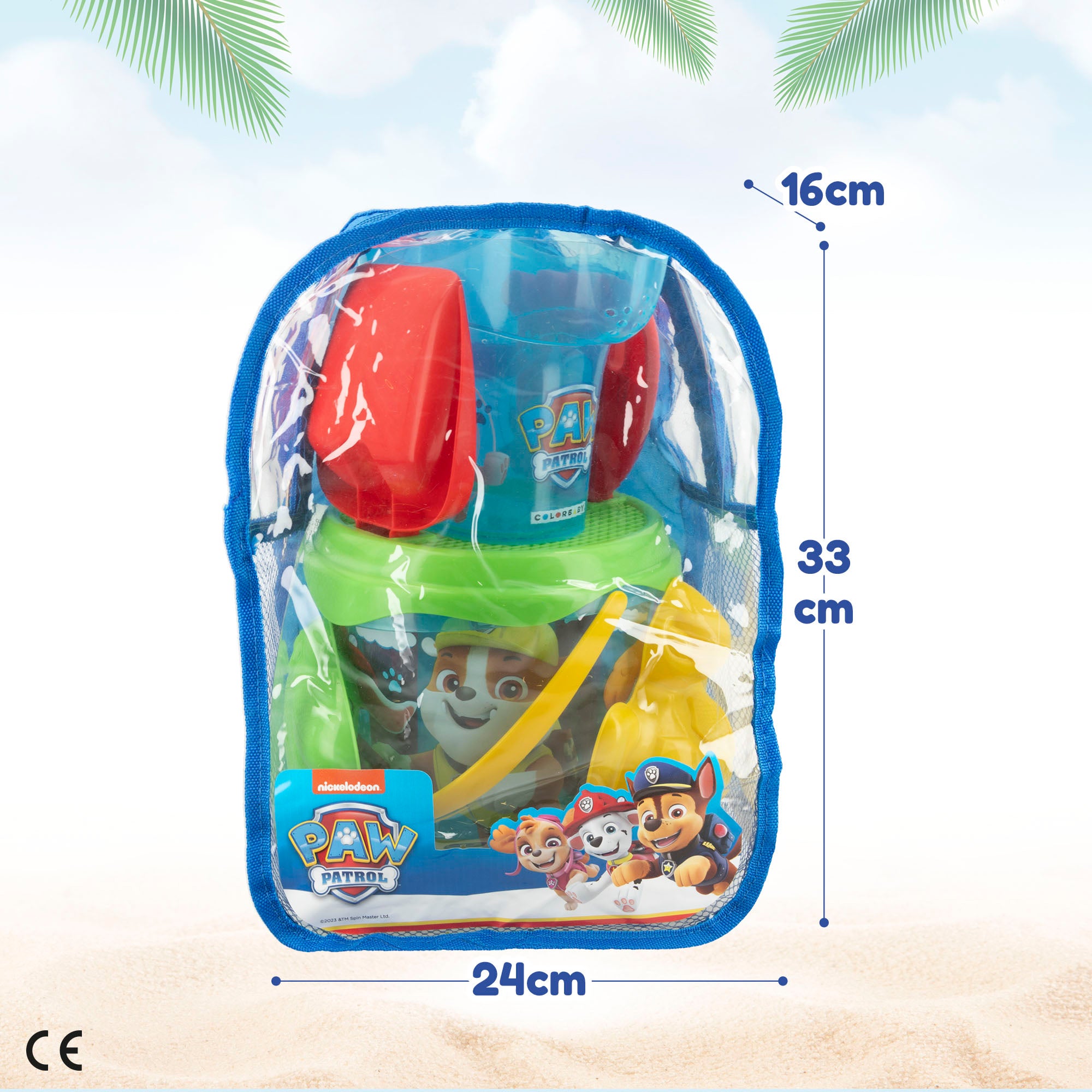 La Patrulla Canina Set cubo de playa con accesorios y mochila transporte