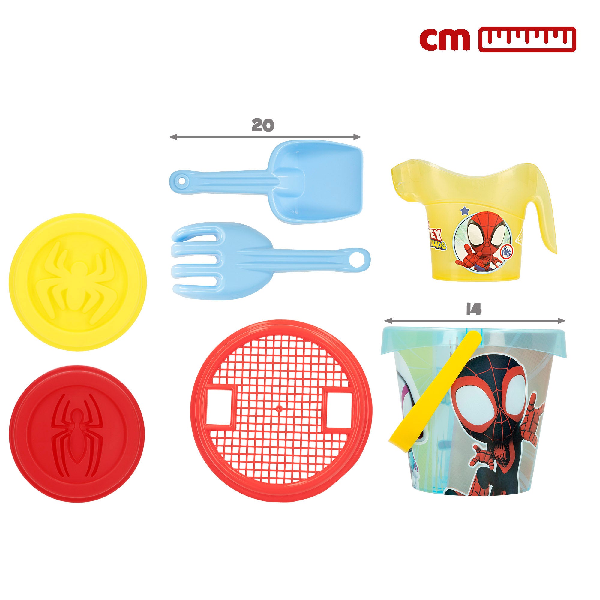 Marvel Spidey y su superequipo Set cubo playa Ø14 cm con accesorios y mochila transporte