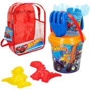Hot Wheels Set cubo de playa con accesorios y mochila transporte