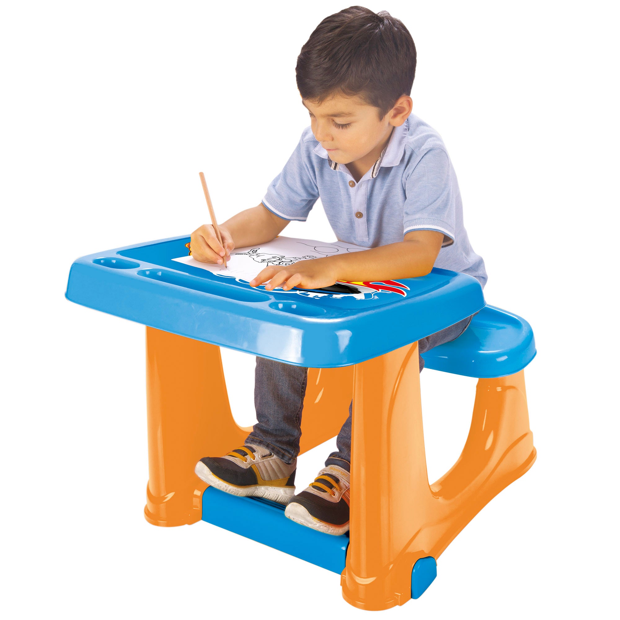 Hot Wheels Pupitre infantil con asiento y reposapiés