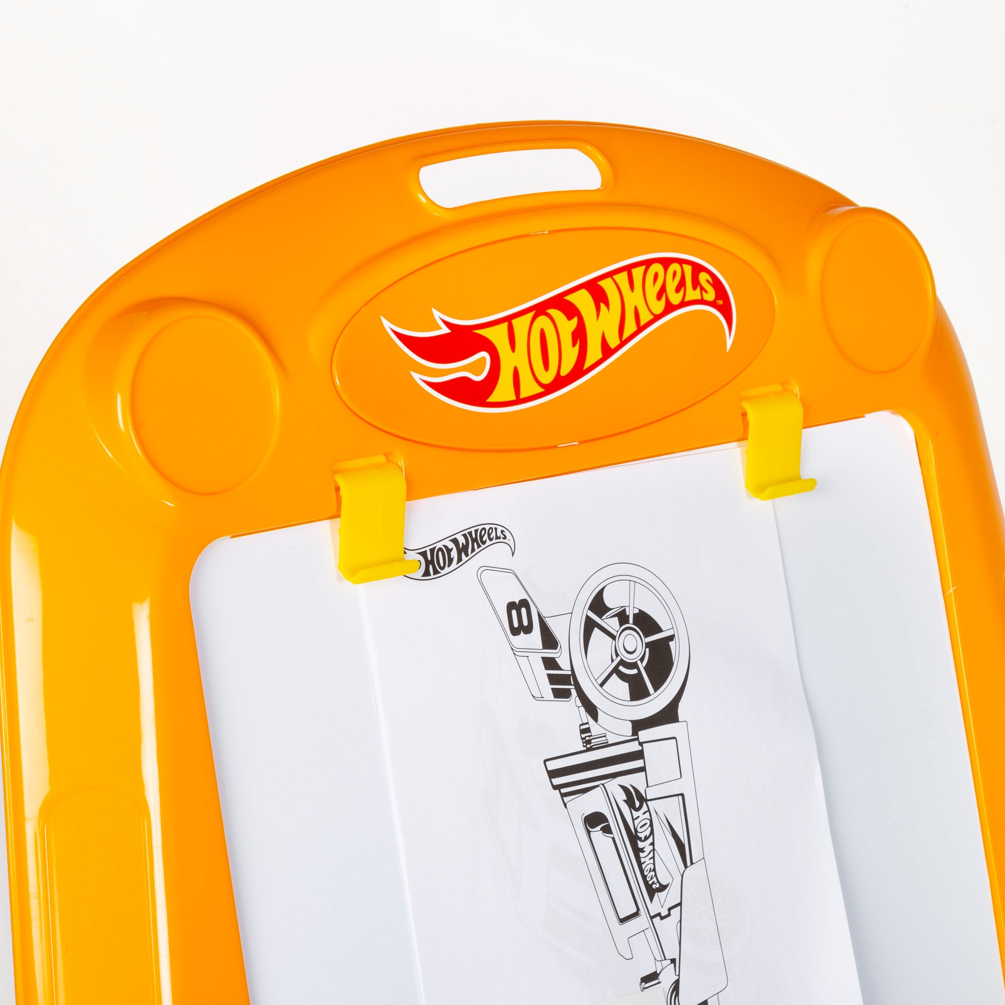 Hot Wheels Pizarra infantil caballete con rotulador, stickers y hojas para colorear