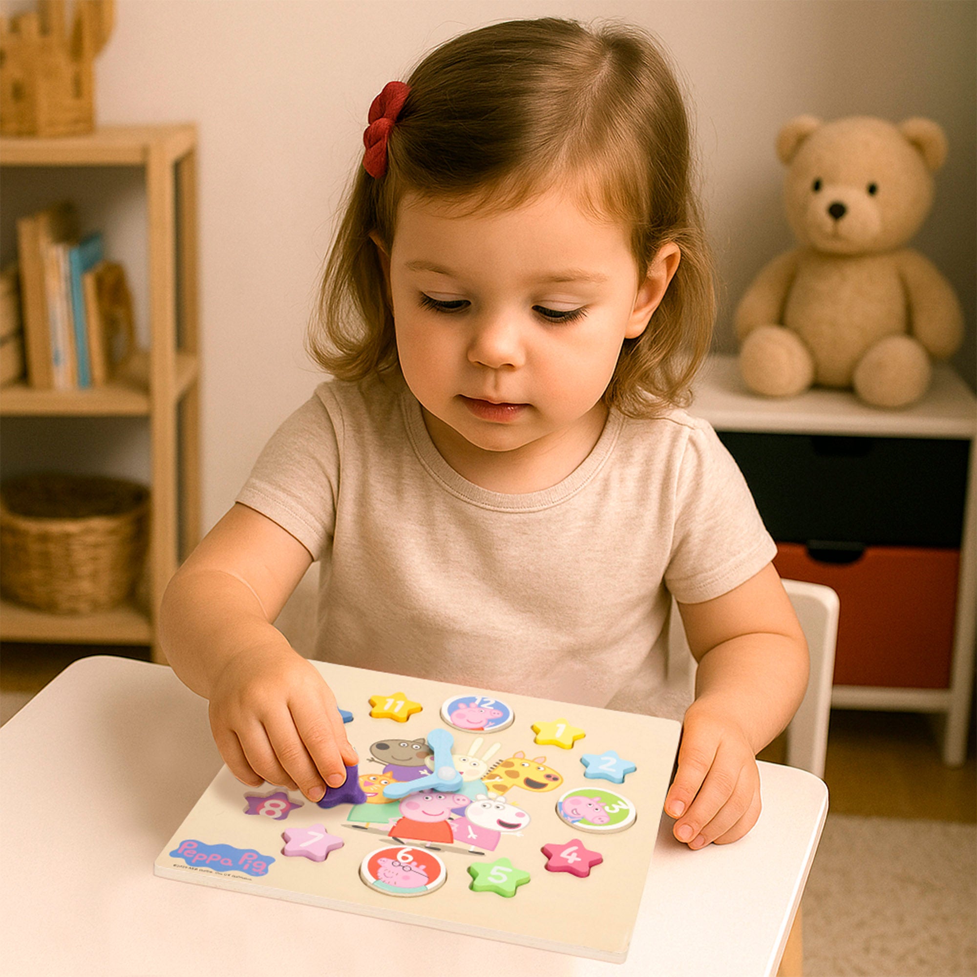 Peppa Pig Reloj interactivo infantil educativo de madera
