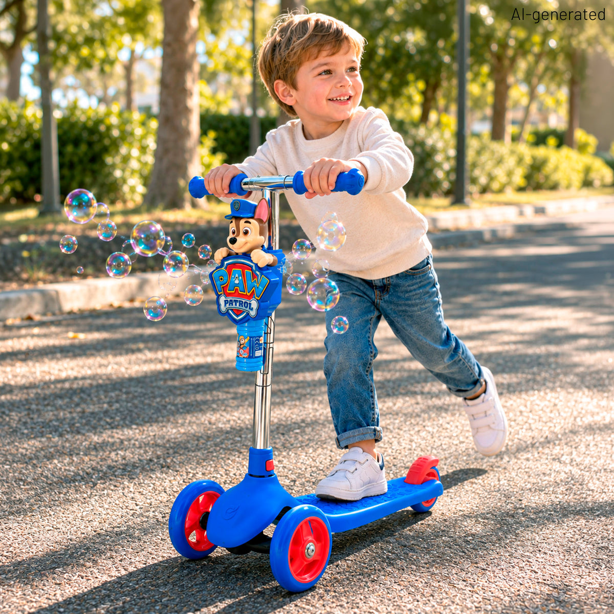 La Patrulla Canina Patinete infantil de 3 ruedas con burbujas y dirección por inclinación