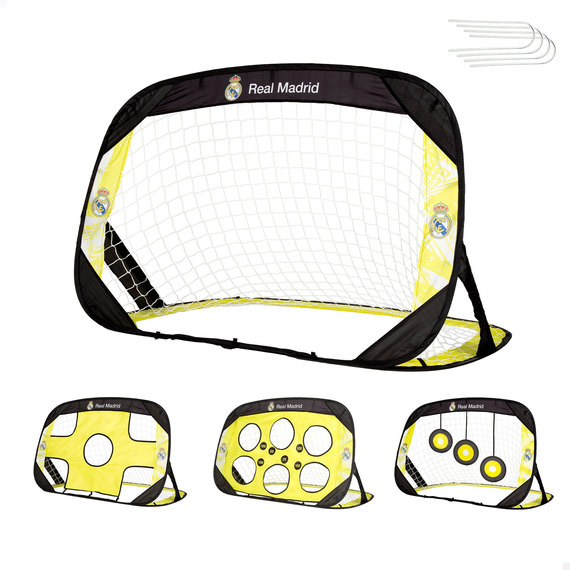 Real Madrid Portería 4 en 1 pop-up con diana 120x80x80 cm