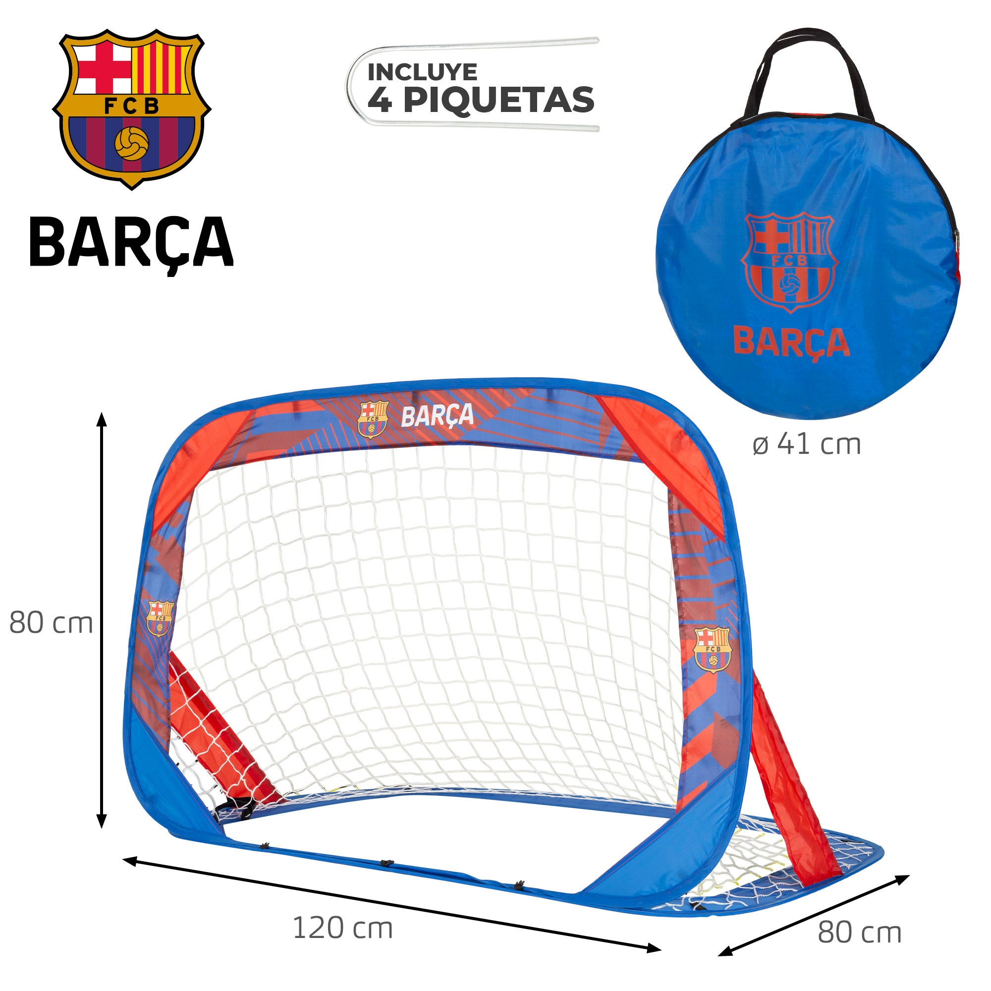 Barça Set 2 porterías fútbol pop-up 120x80x80 cm