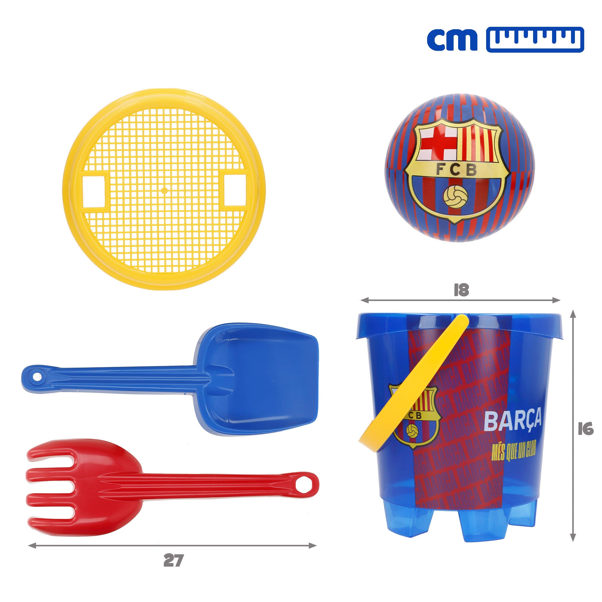 FC Barcelona Cubo de playa con accesorios y balón del equipo
