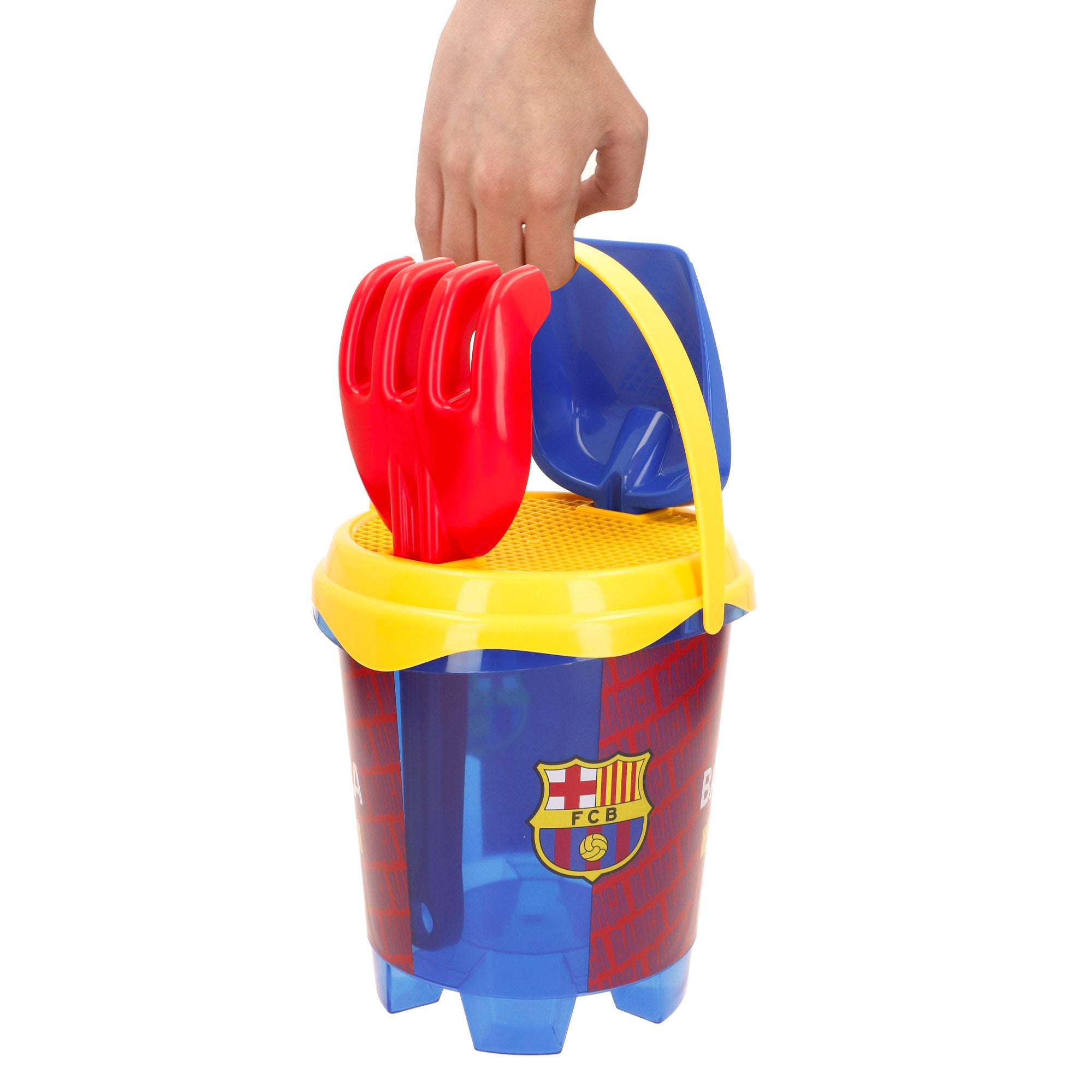 FC Barcelona Cubo de playa con accesorios y balón del equipo
