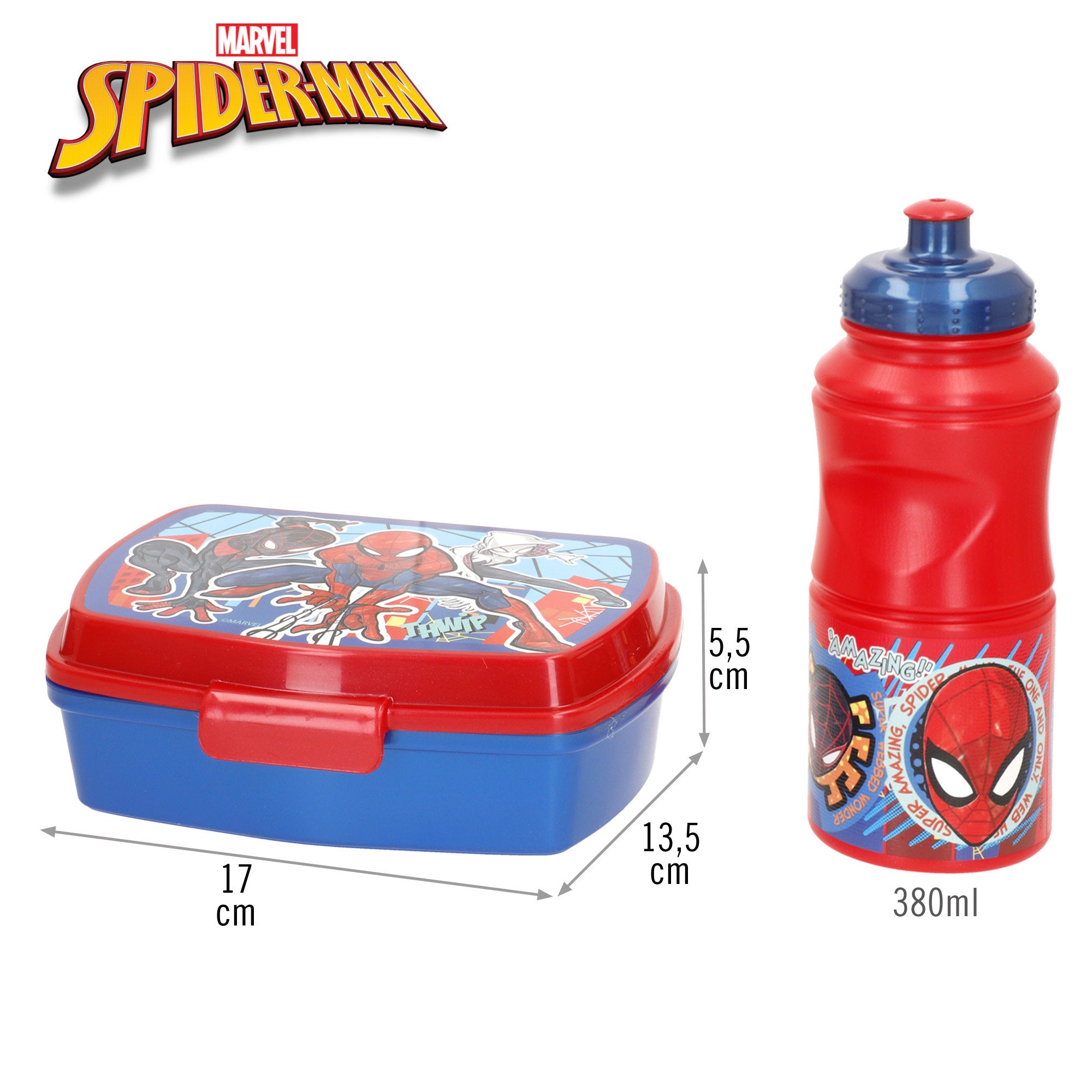 Spider-Man Set infantil sandwichera y botella 380 ml colegio