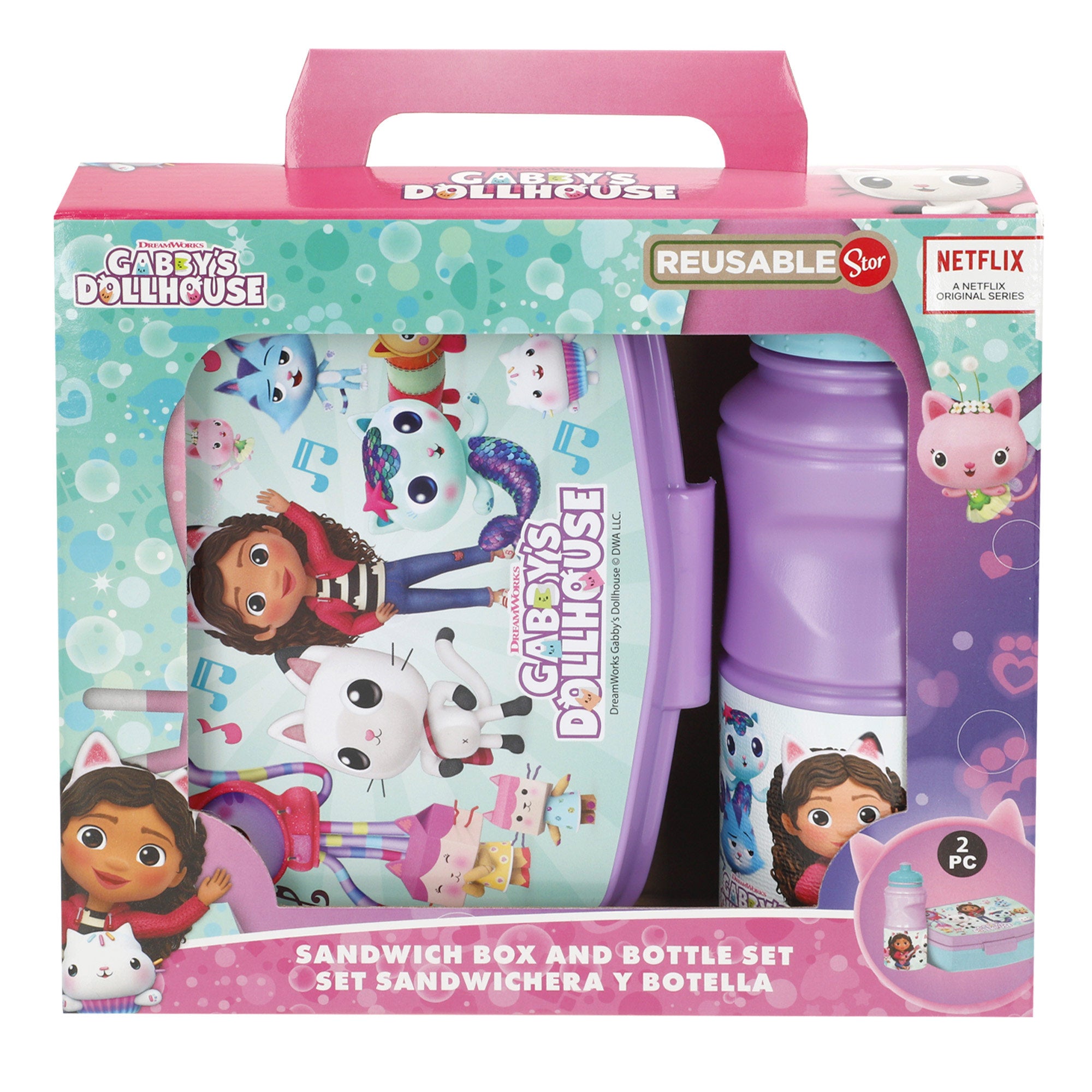 Gabby's Dollhouse Set sandwichera y botella 380 ml colegio