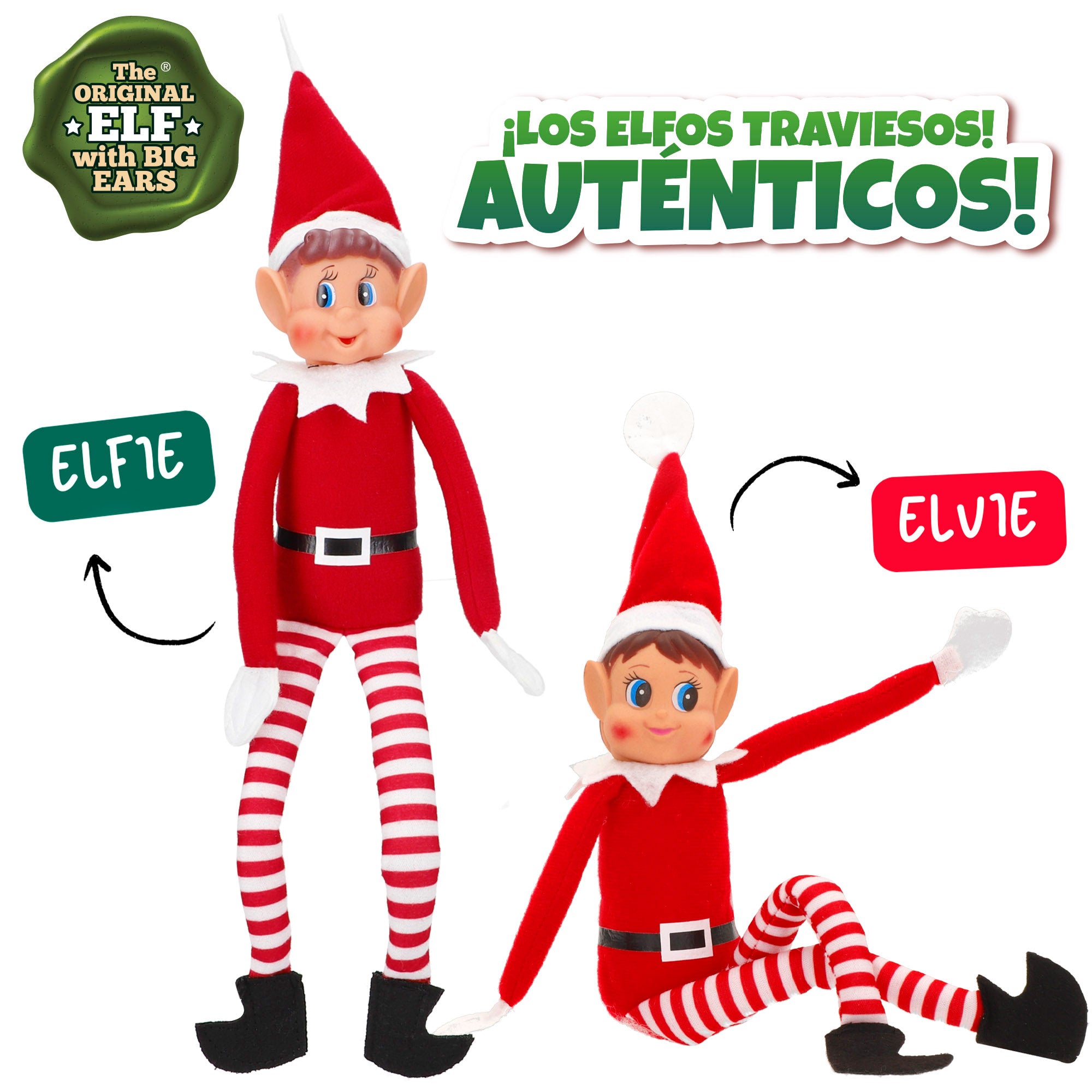 Elves Behavin' Badly Pack 2 elfos traviesos originales (chico y chica) 30 cm