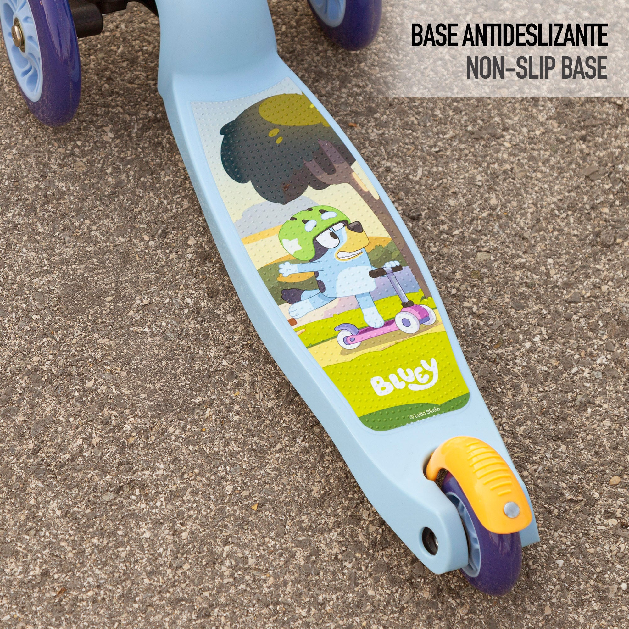 Bluey Patinete infantil 3 ruedas con bolsa delantera