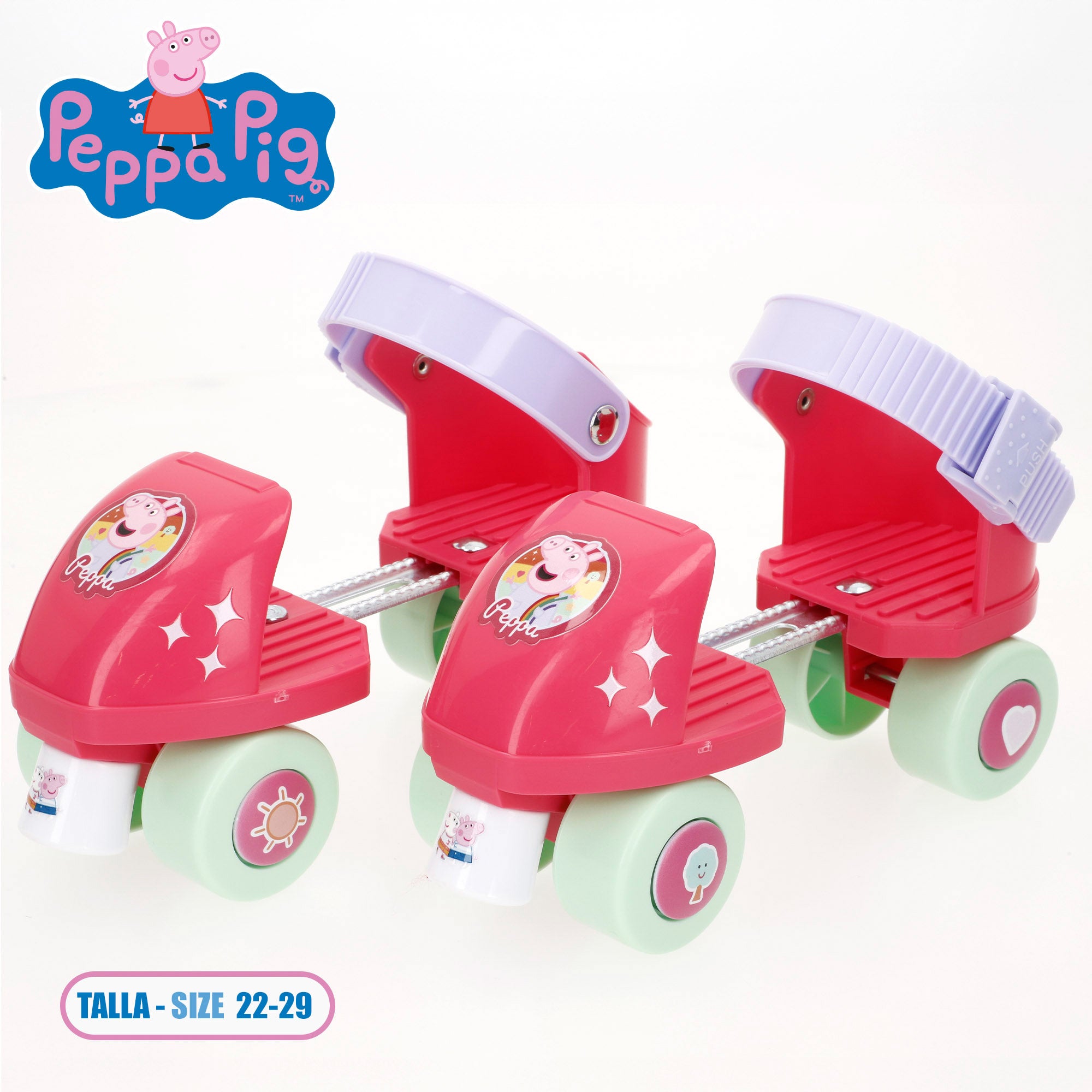 Peppa Pig Patines 4 ruedas ajustables talla 22-29 máx. 20 kg +3 años