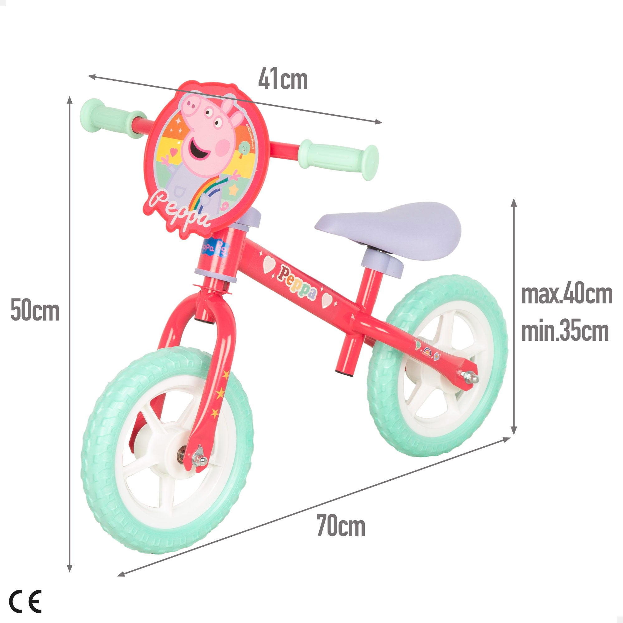 Peppa Pig Bicicleta sin pedales regulable en altura máx. 20 kg