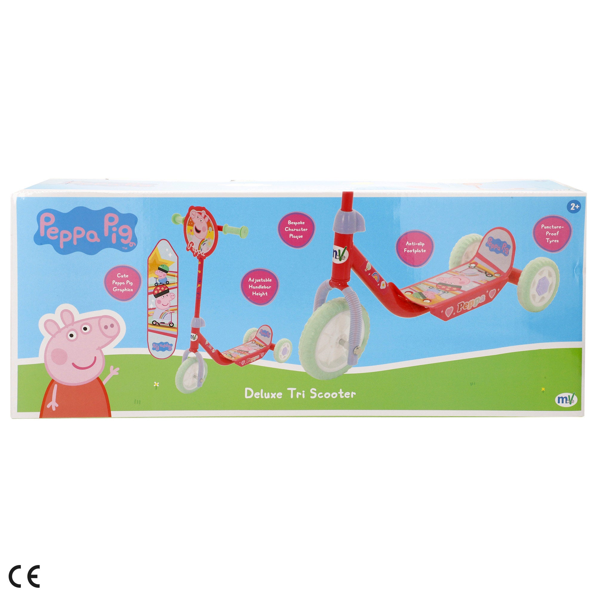 Peppa Pig Patinete 3 ruedas 58x36x65-70 cm máx. 20 kg + 2 años