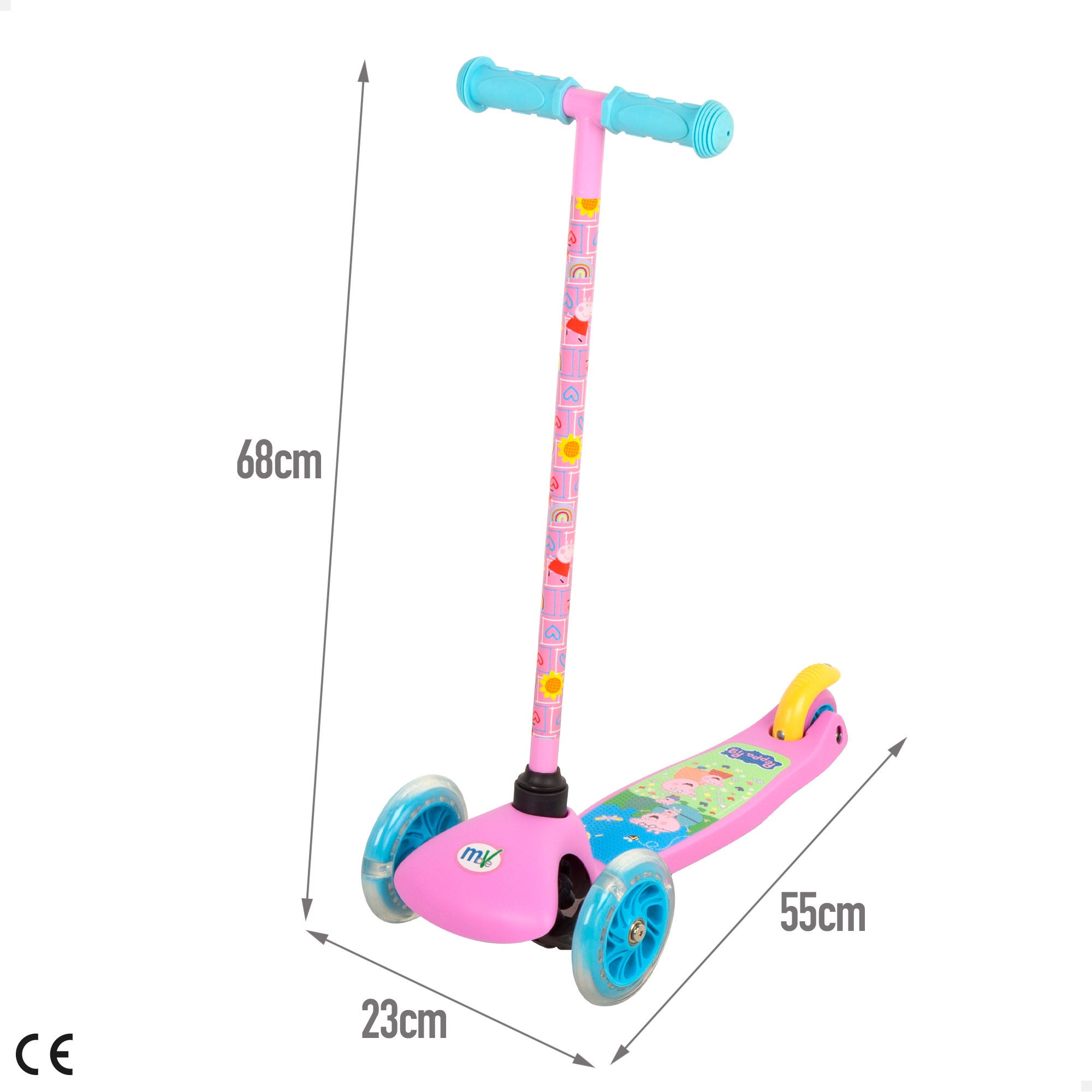 Peppa Pig Patinete 3 ruedas máx. 20 kg con luces y freno