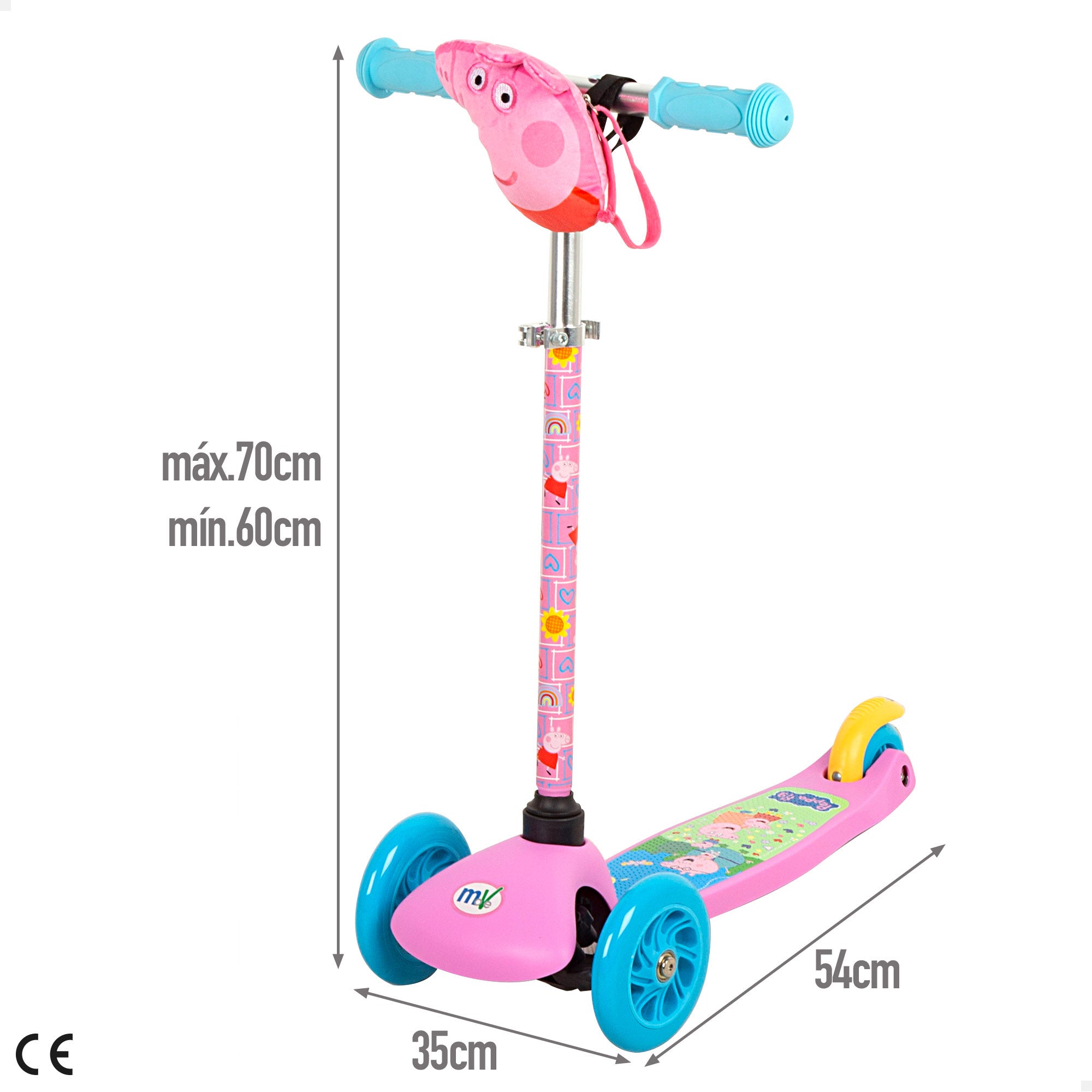 Peppa Pig Patinete infantil 3 ruedas con bolsillo