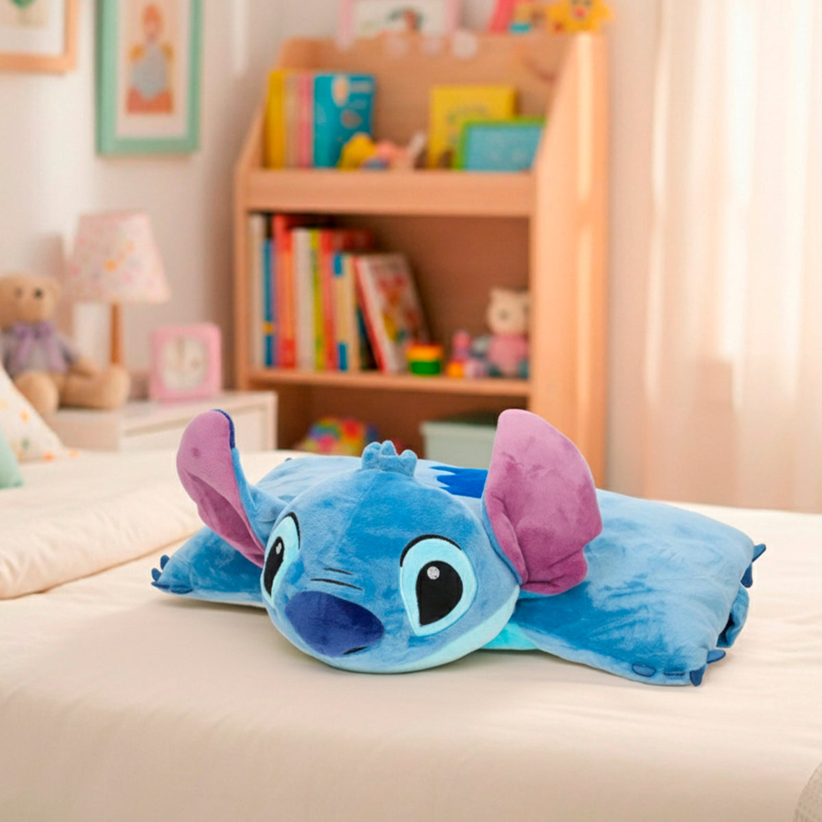 Stitch Cojín peluche 2 en 1 suave y aterciopelado