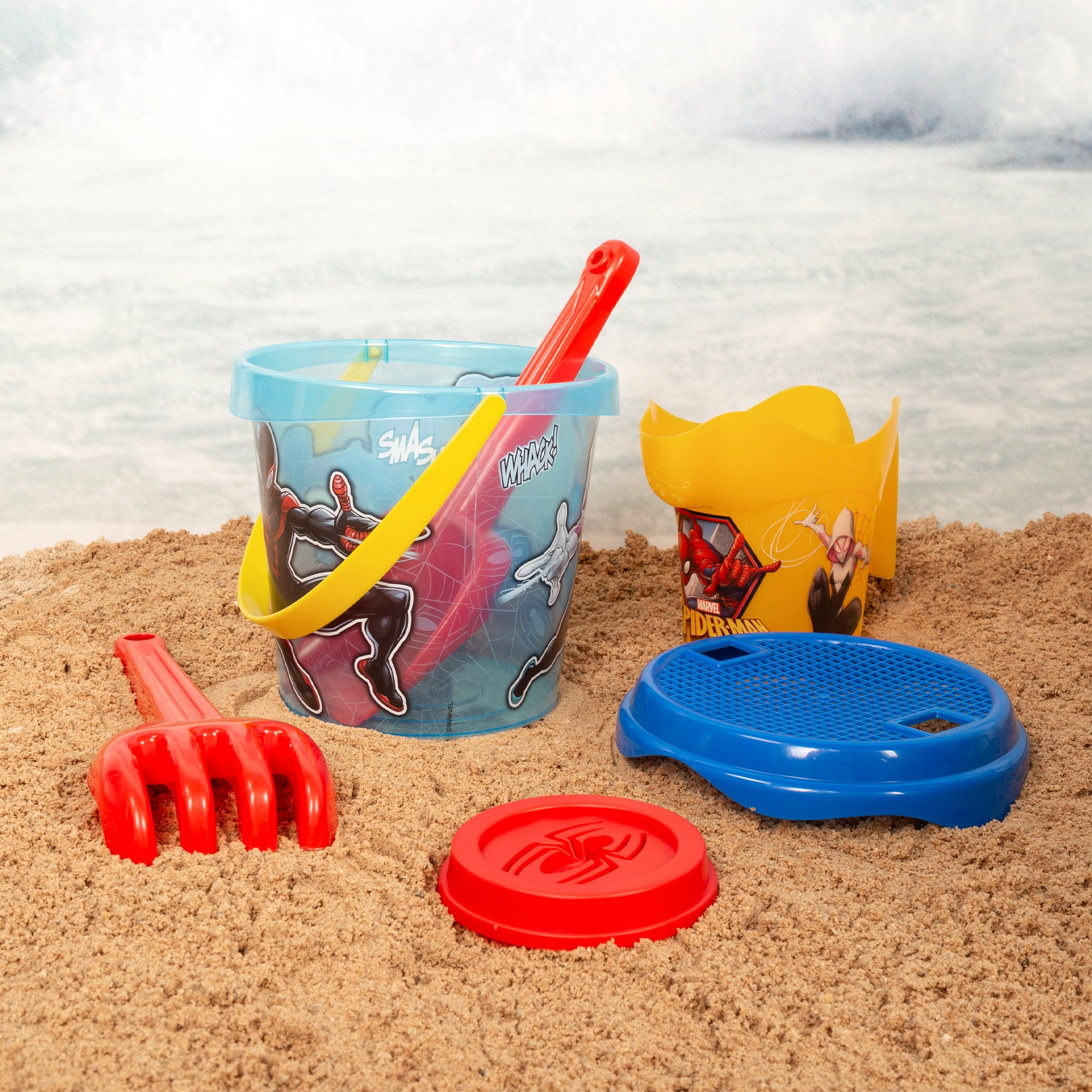 Spider-Man Set cubo de playa con toalla, accesorios y bolsa