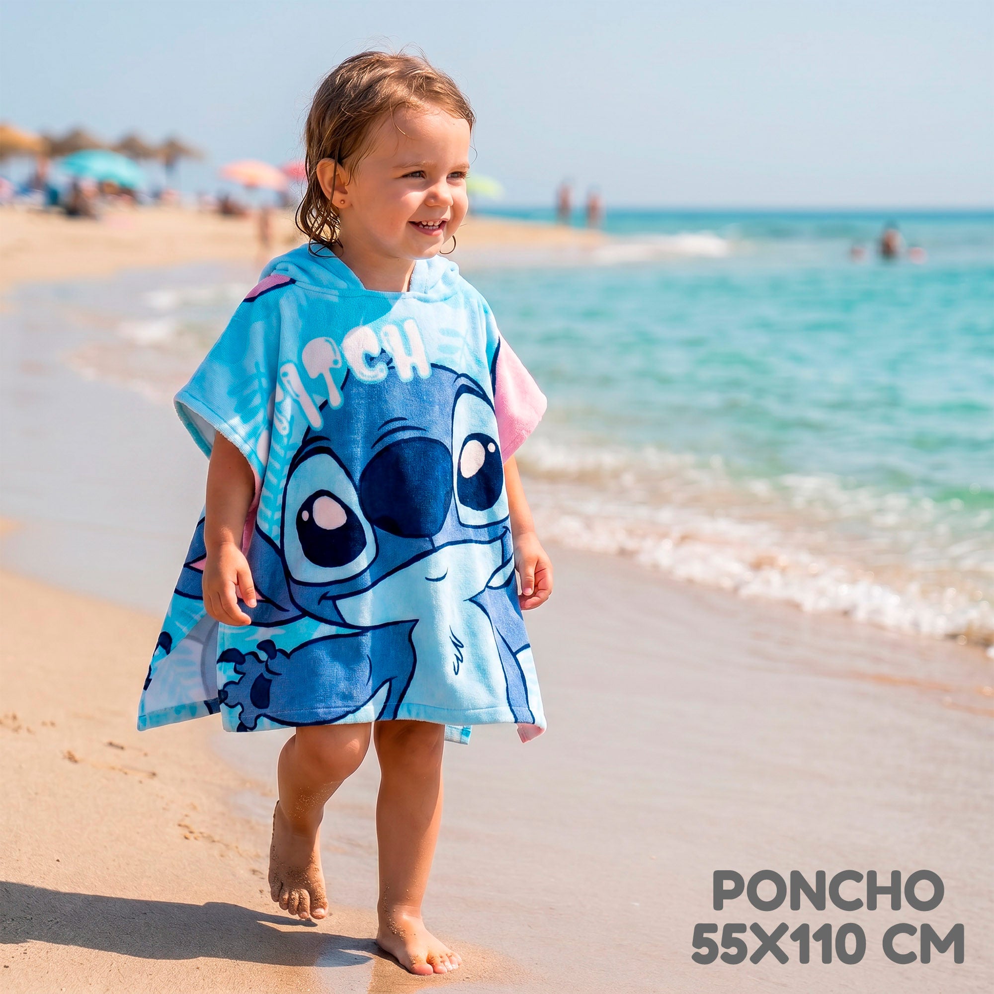 Stitch Set cubo de playa con poncho, accesorios y mochila