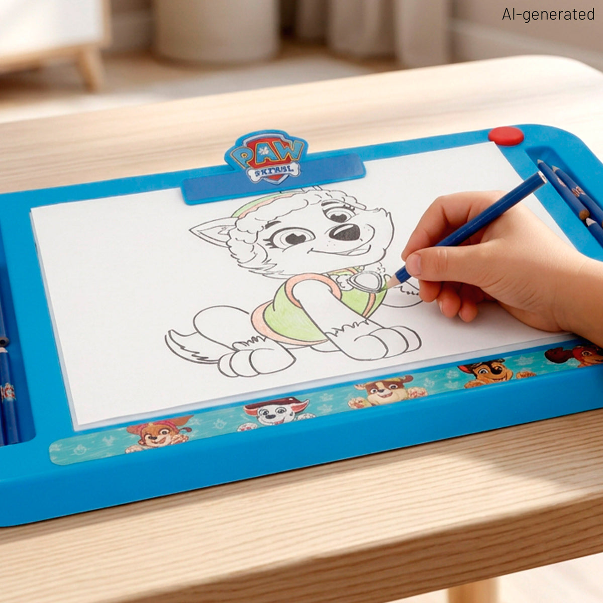 La Patrulla Canina Pizarra de dibujo luminosa con plantillas, lápices de colores y pegatinas
