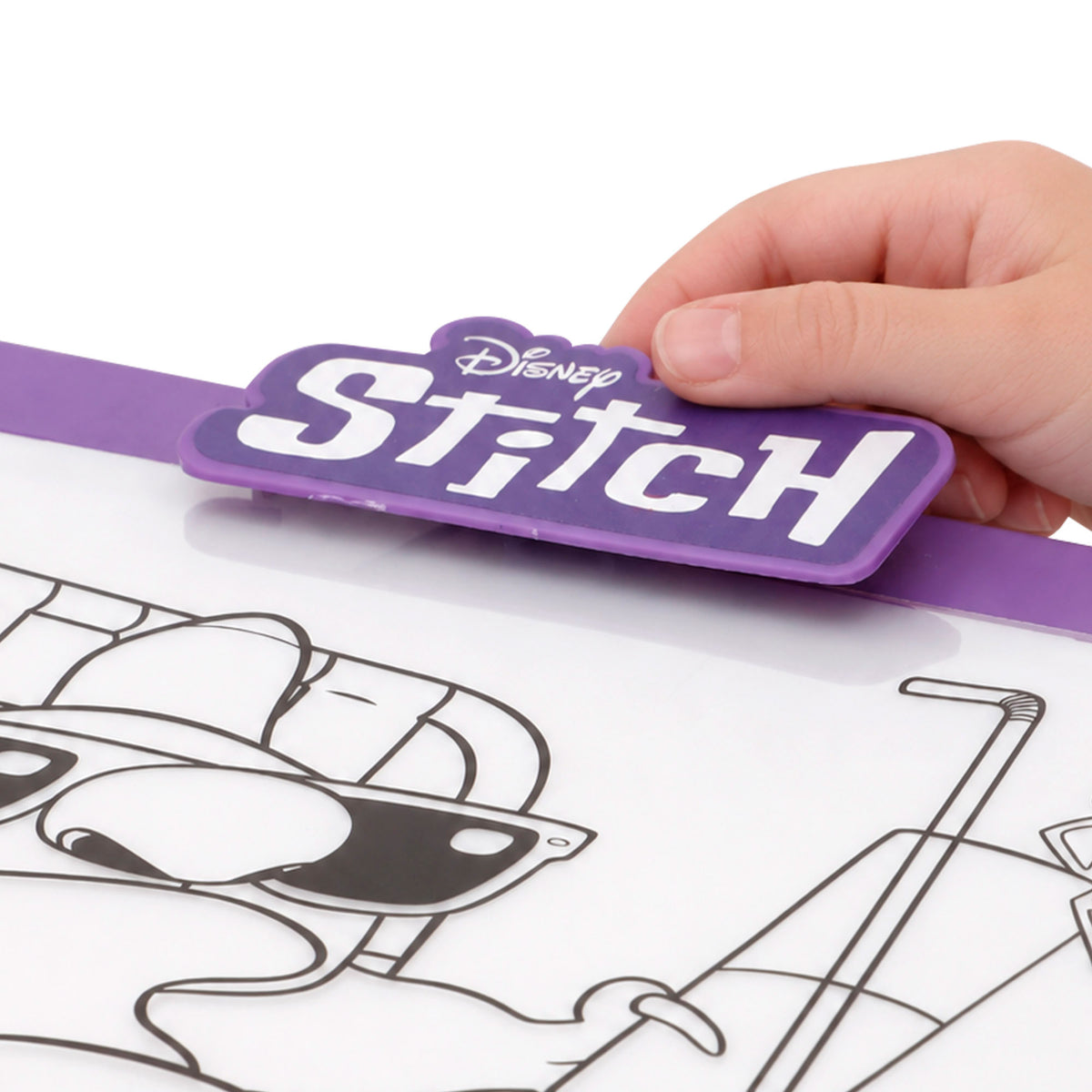 Stitch Pizarra de dibujo luminosa con plantillas, lápices de colores y pegatinas