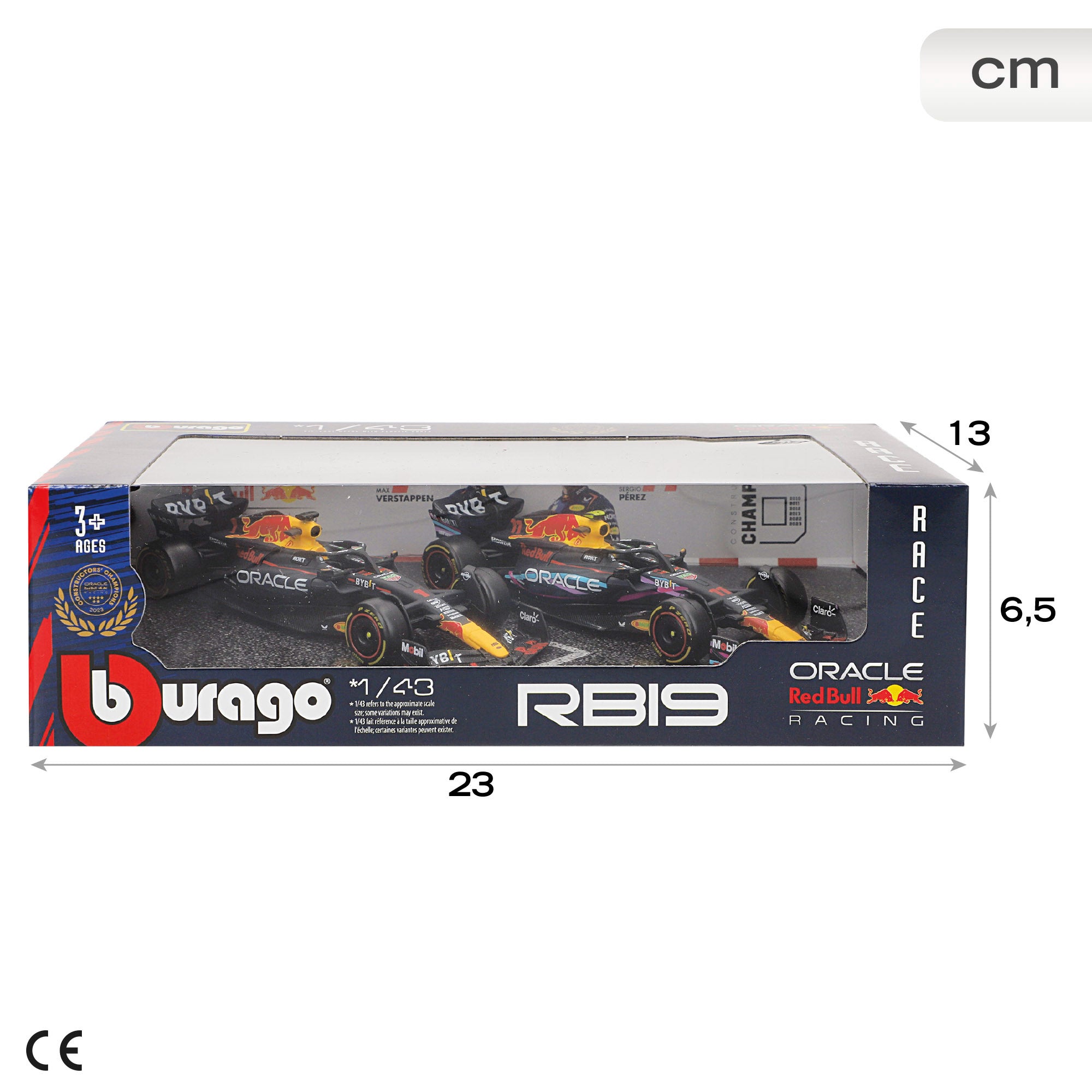Burago Set 2 coches 1:43 Red Bull Racing RB19 Verstappen y Pérez F1 2023