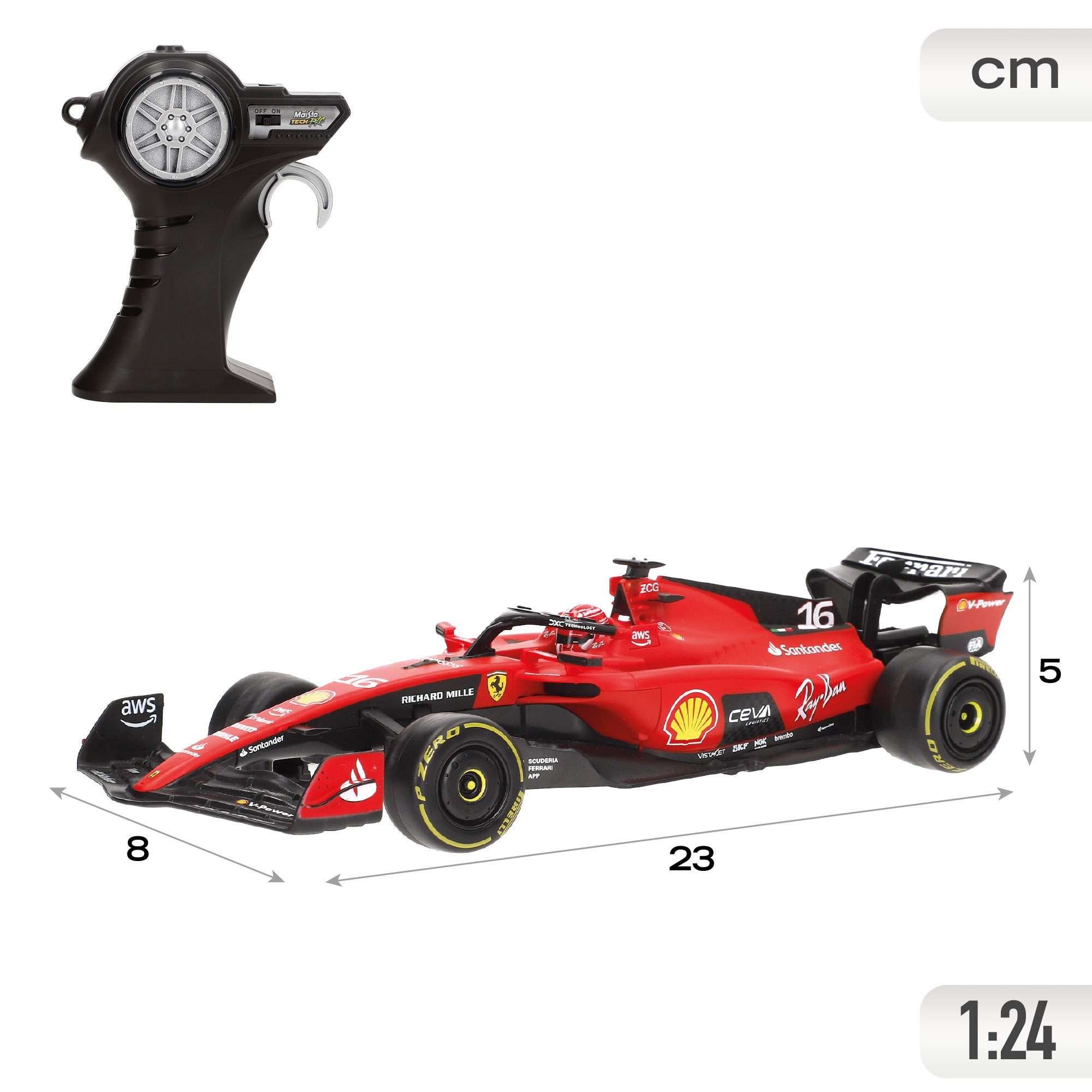 Maisto Coche teledirigido F1 2023 Ferrari SF-23 Leclerc 1:24