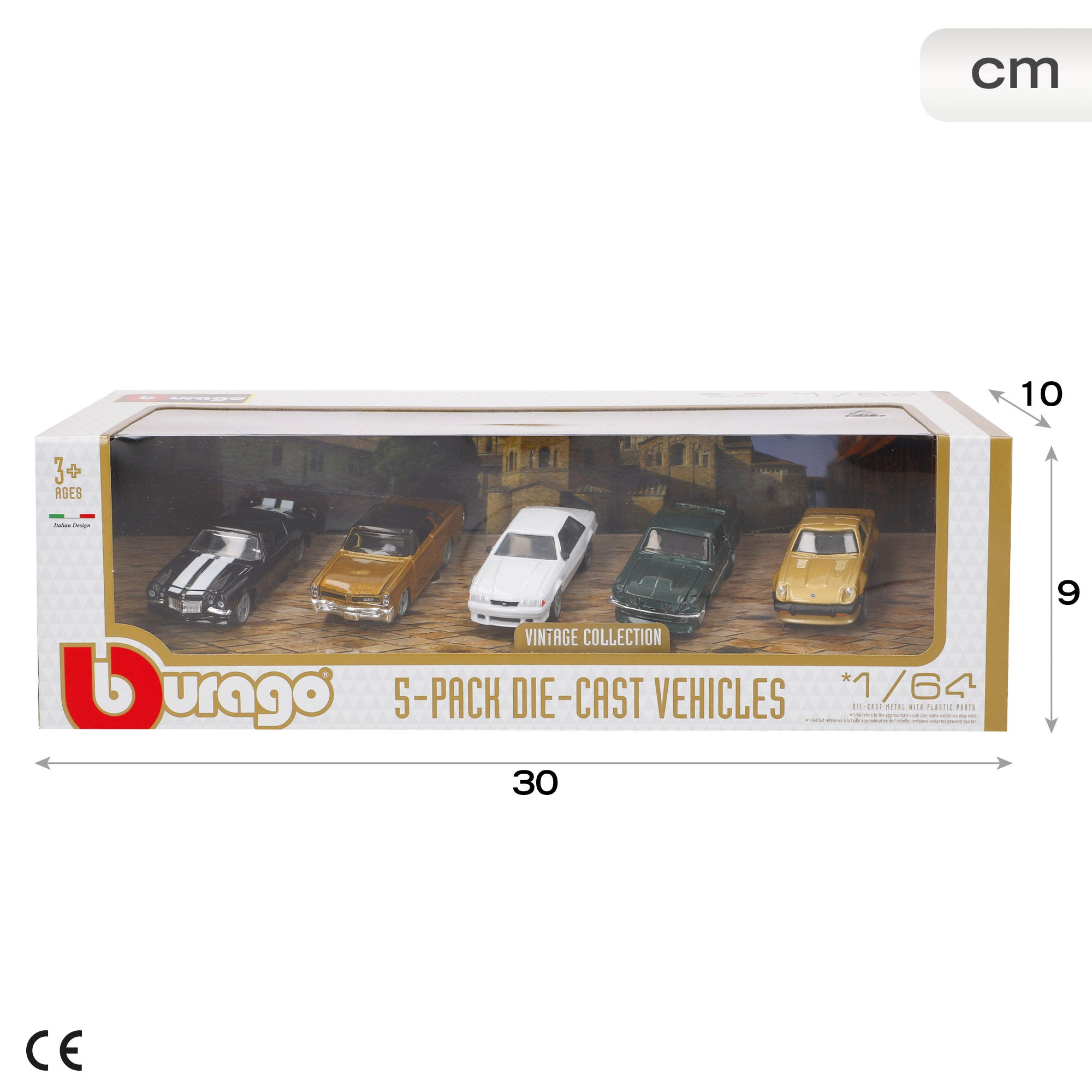 Burago Colección 5 coches en miniatura de metal vintage 1:64