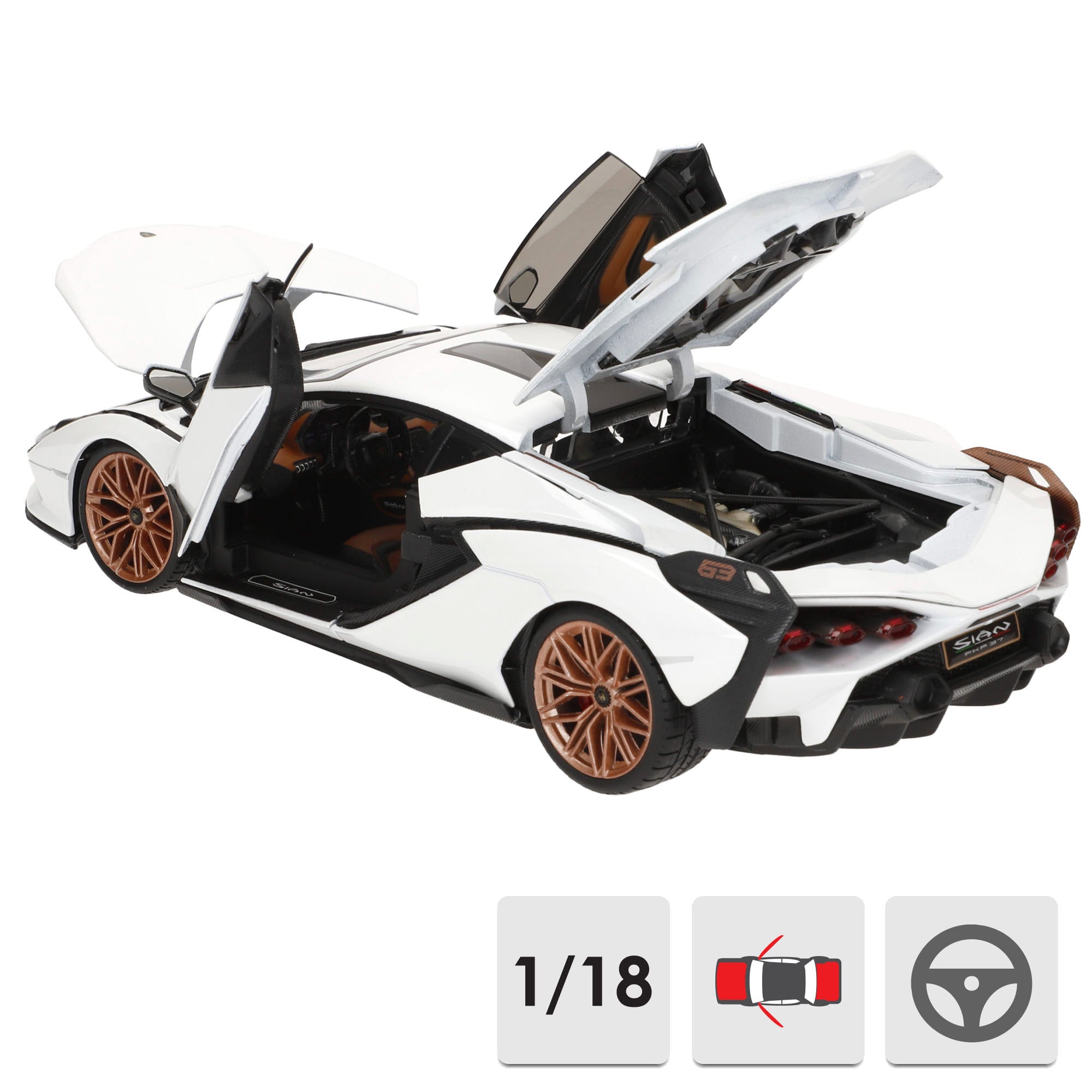 Burago Maqueta Coche Lamborghini Sián FKP 37 Blanco 1:18