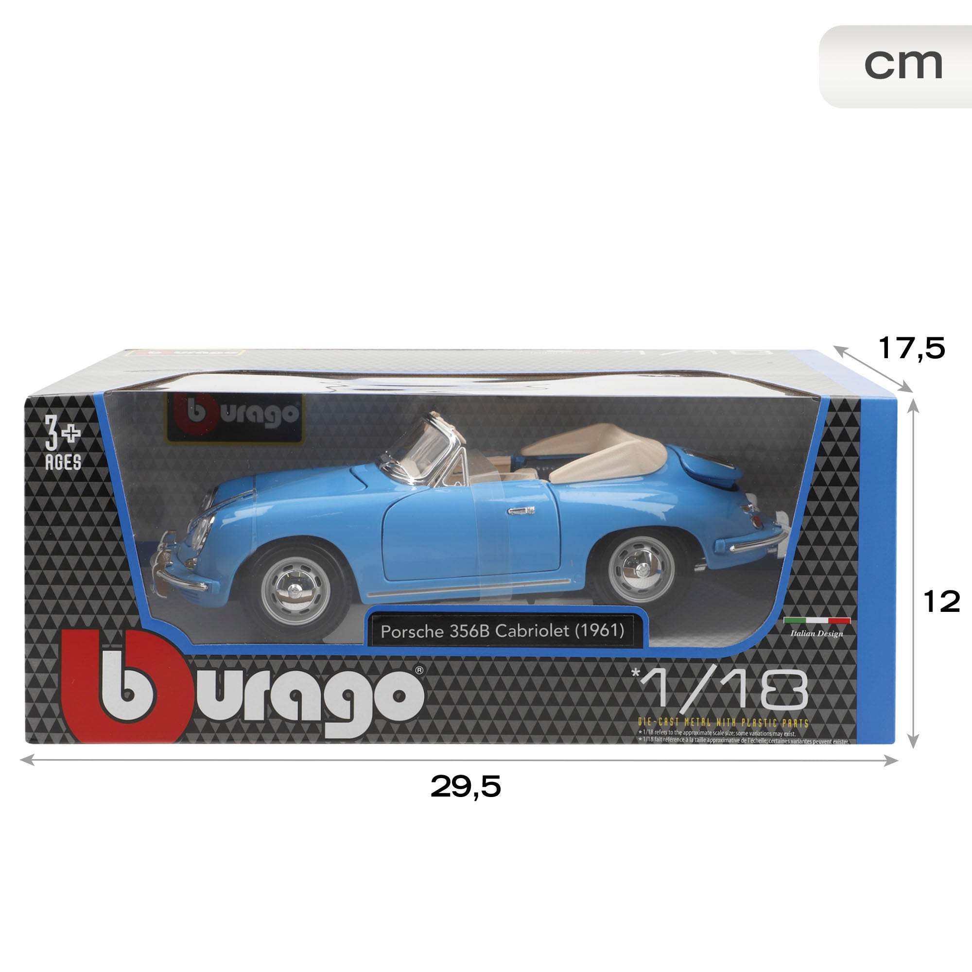 Burago Maqueta Coche Porsche 356B Cabriolet 1961 1:18