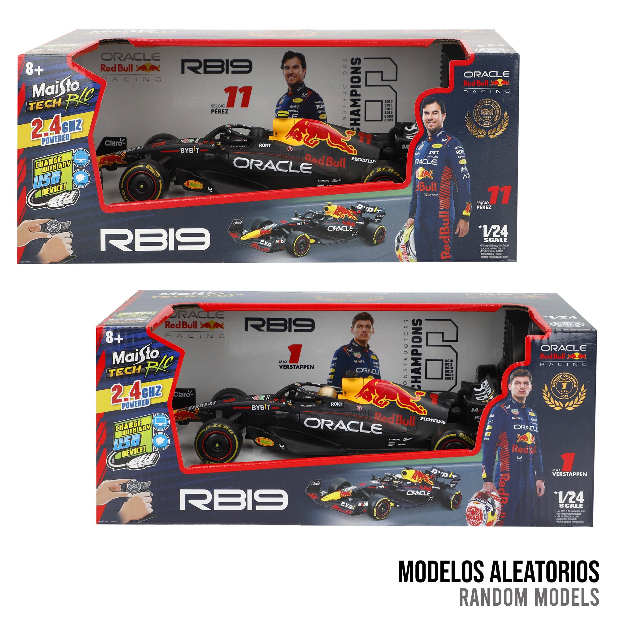 Maisto Coche teledirigido F1 2023 Oracle Red Bull Racing RB19 Verstappen o Pérez 1:24