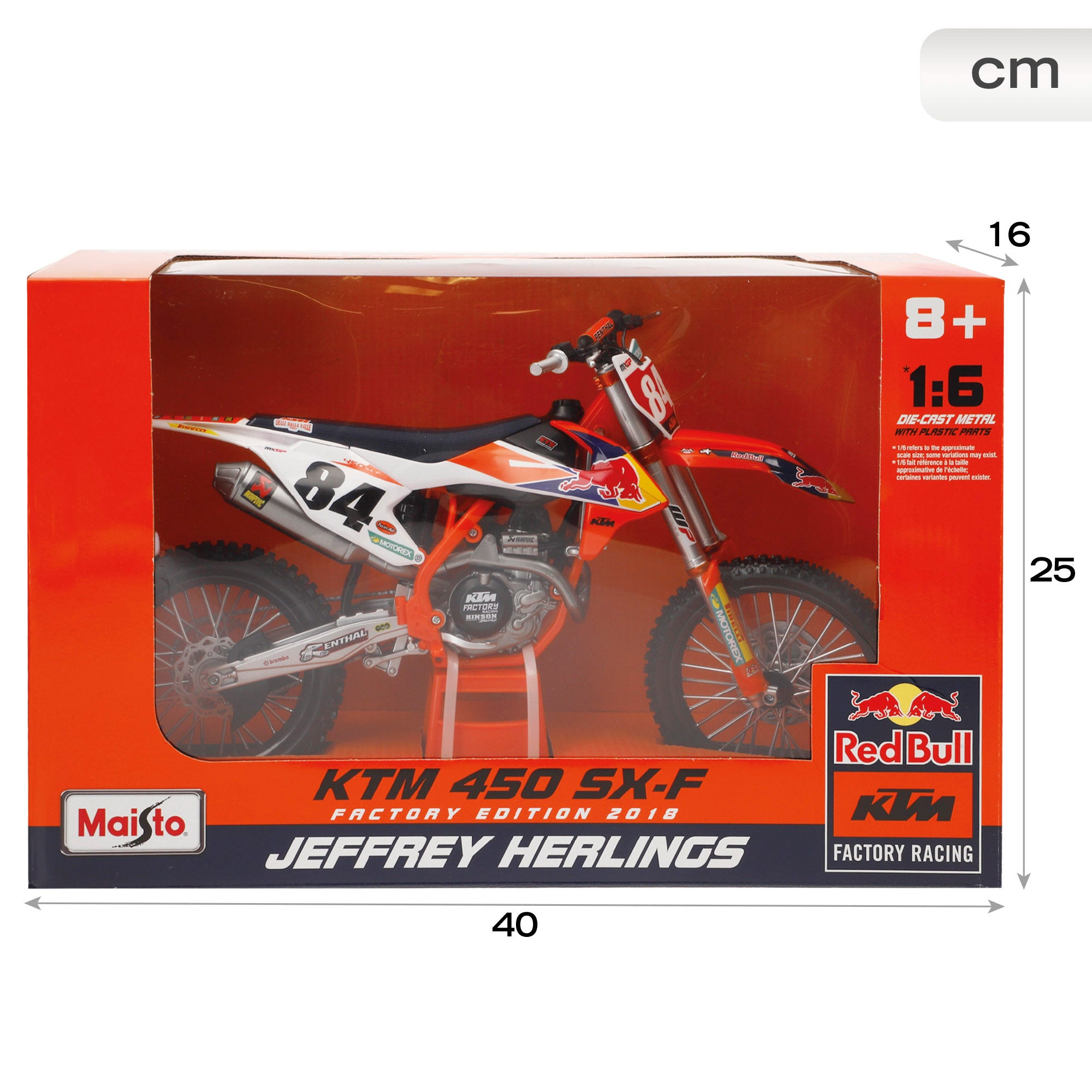 Maisto Maqueta moto KTM Supercross SX450 2018 Jeff Herling 1:6